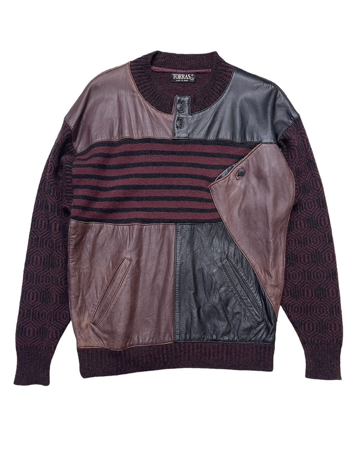 image of Vintage Torras Patchwork Horse Leather Jacket Made In Spain, Men's (Size Medium)