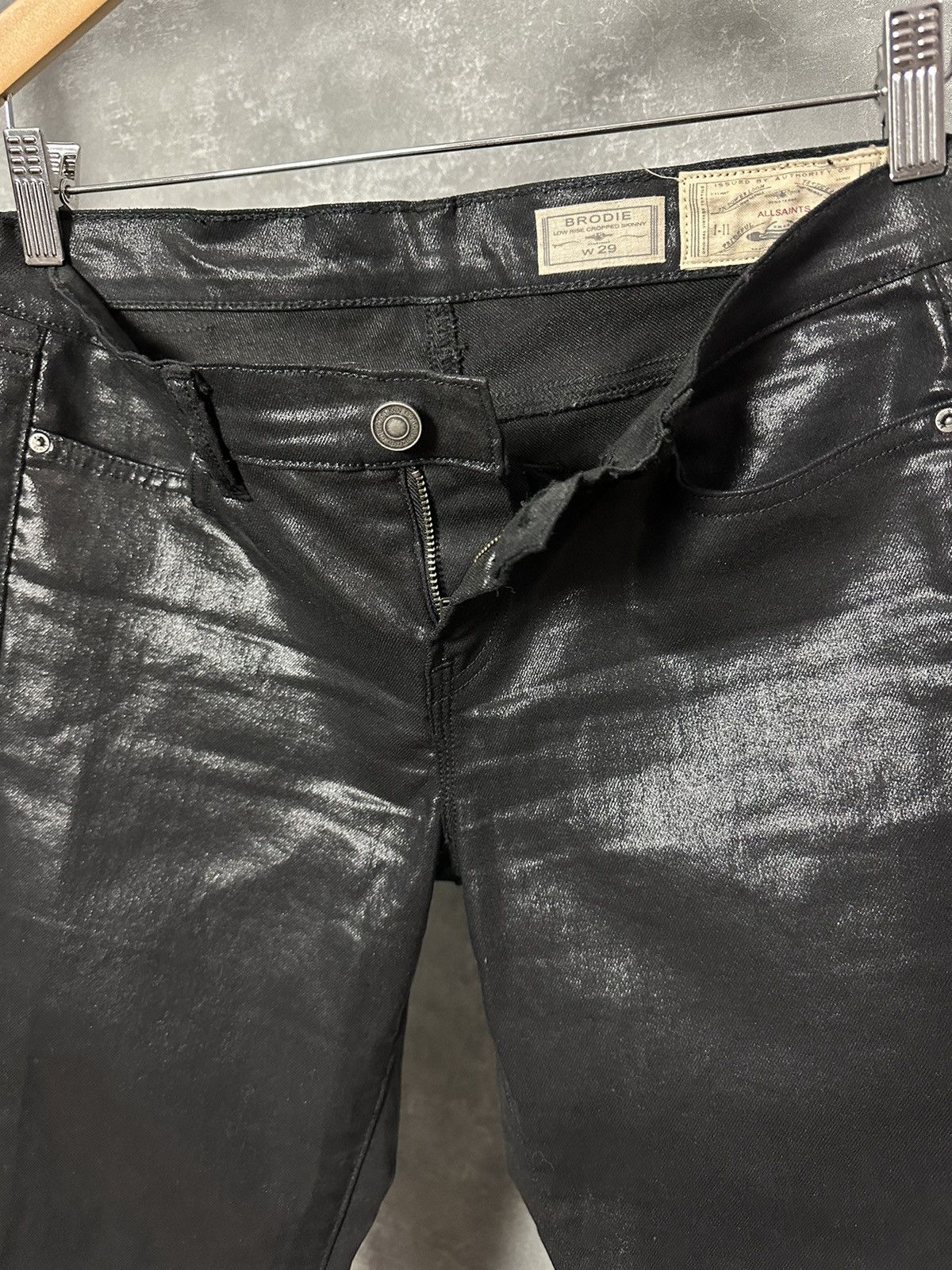 Allsaints × Vintage Allsaints Skinny Black Petrel Brodie Low Rise Cropped Pants Size 29" - 10 Thumbnail