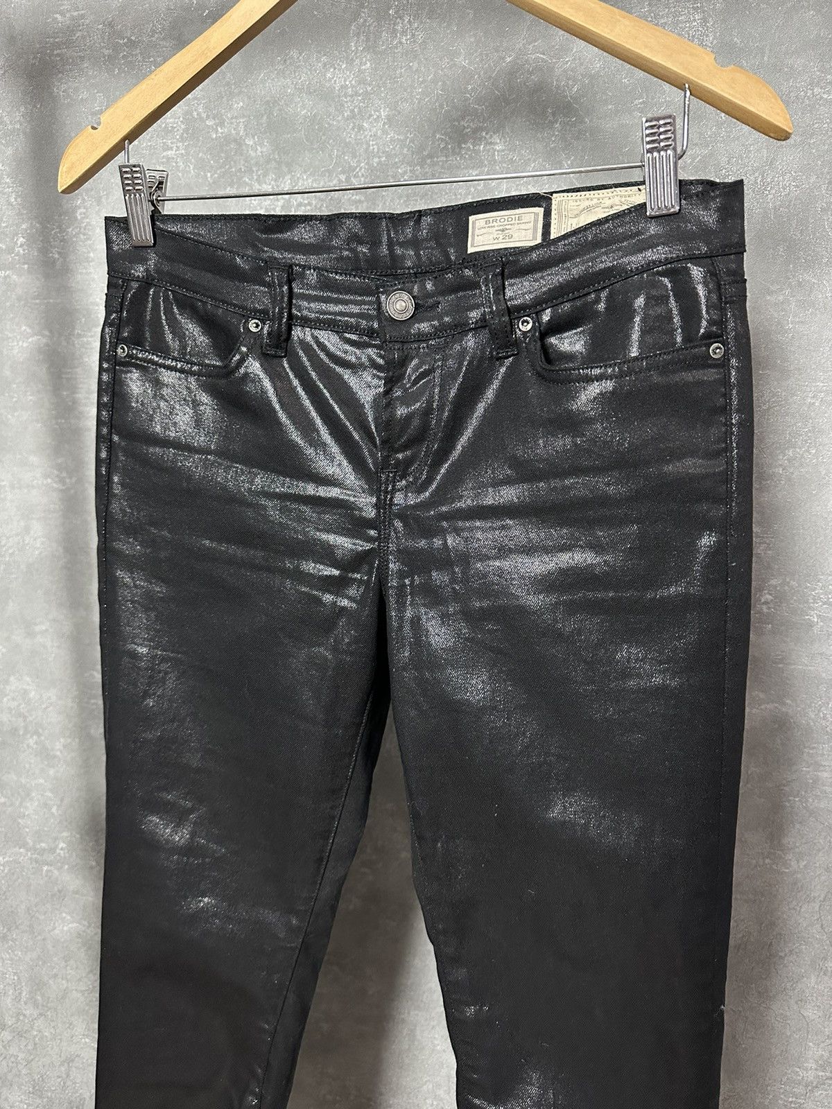 Allsaints × Vintage Allsaints Skinny Black Petrel Brodie Low Rise Cropped Pants Size 29" - 2 Thumbnail