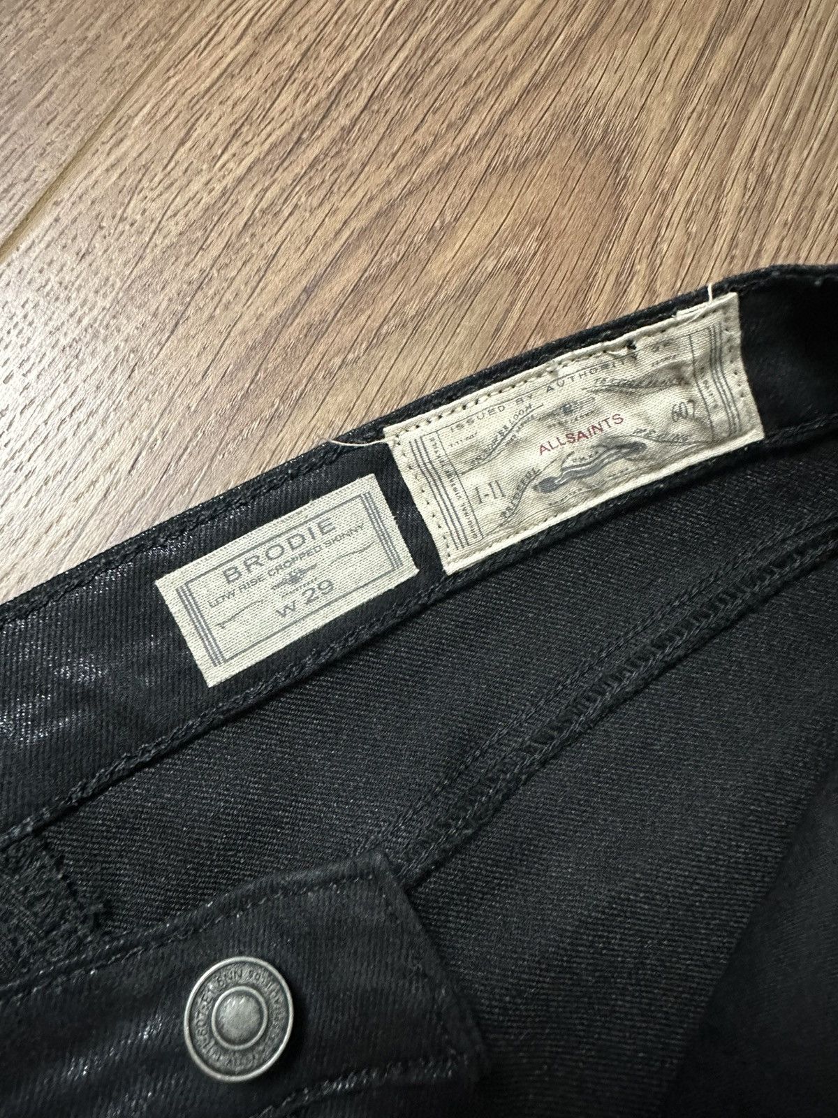 Allsaints × Vintage Allsaints Skinny Black Petrel Brodie Low Rise Cropped Pants Size 29" - 11 Thumbnail