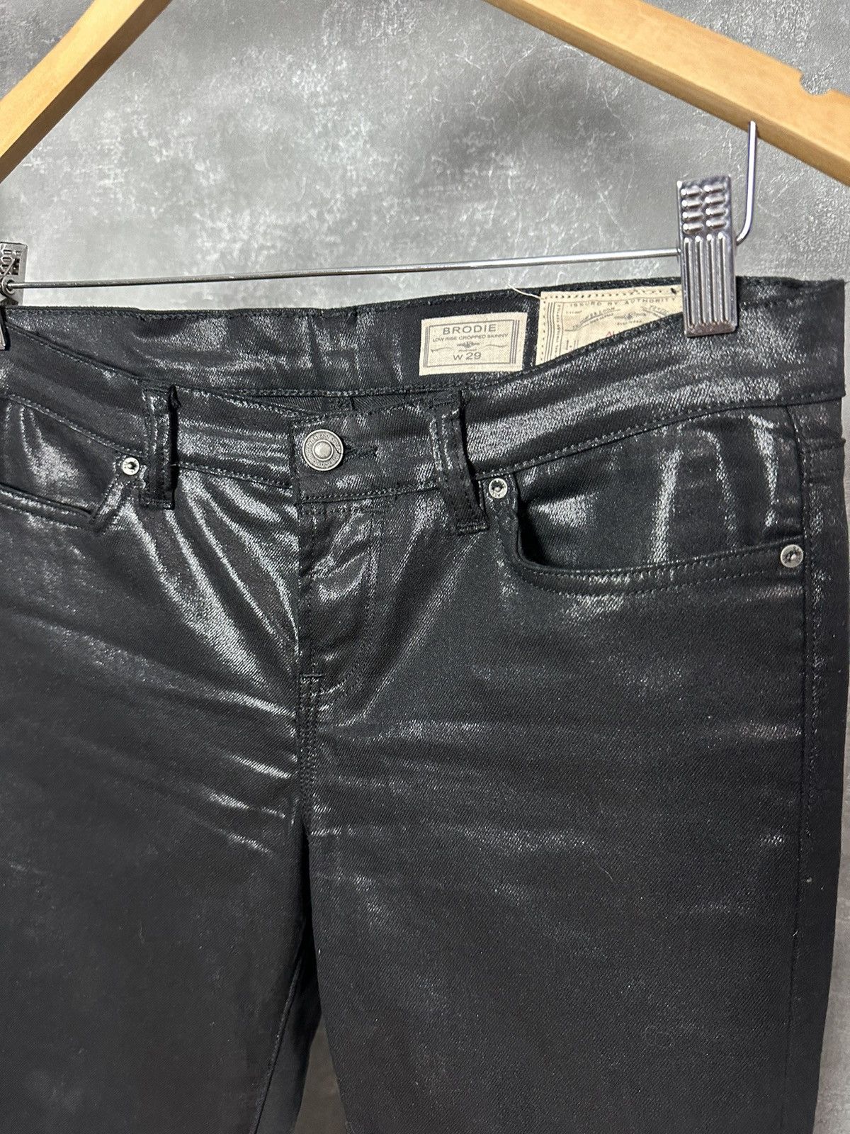 Allsaints × Vintage Allsaints Skinny Black Petrel Brodie Low Rise Cropped Pants Size 29" - 3 Thumbnail