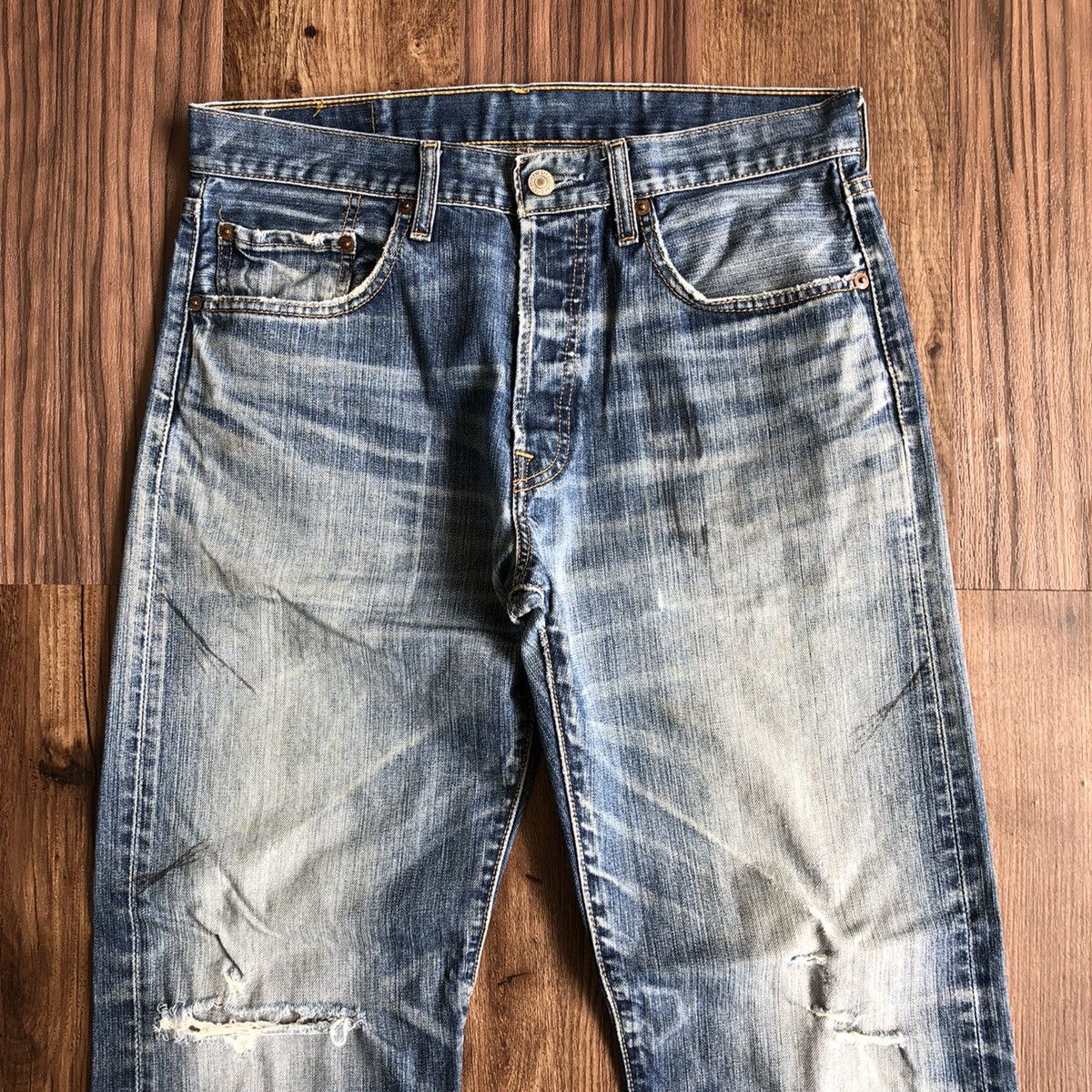 Levi's × Vintage Vintage Levis 501 Distressed Denim Jeans Size US 32 / EU 48 - 4 Thumbnail