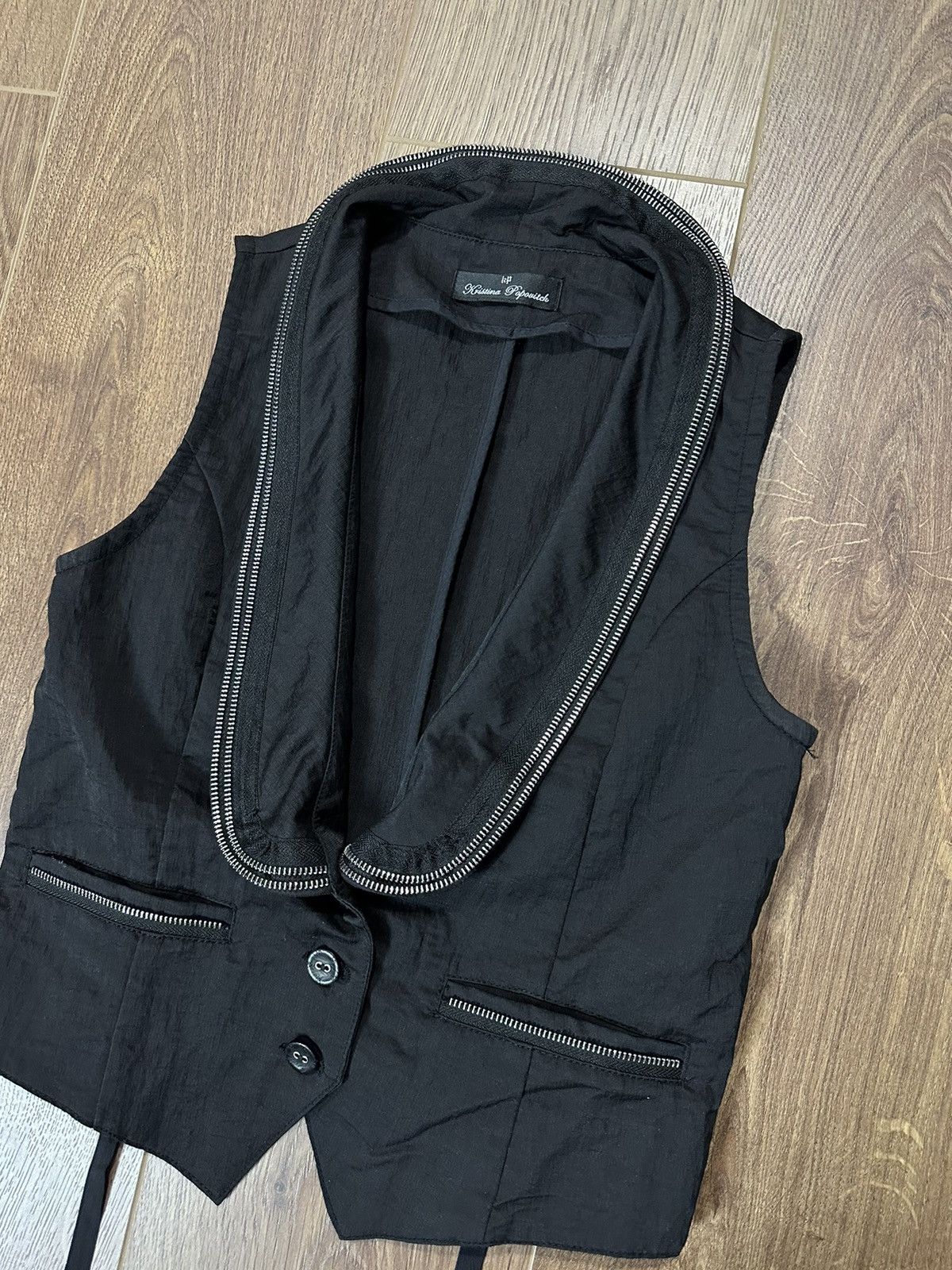 Japanese Brand × Vintage Vintage Rick Owens Style Zipper Black Vest Size S / US 4 / IT 40 - 2 Thumbnail