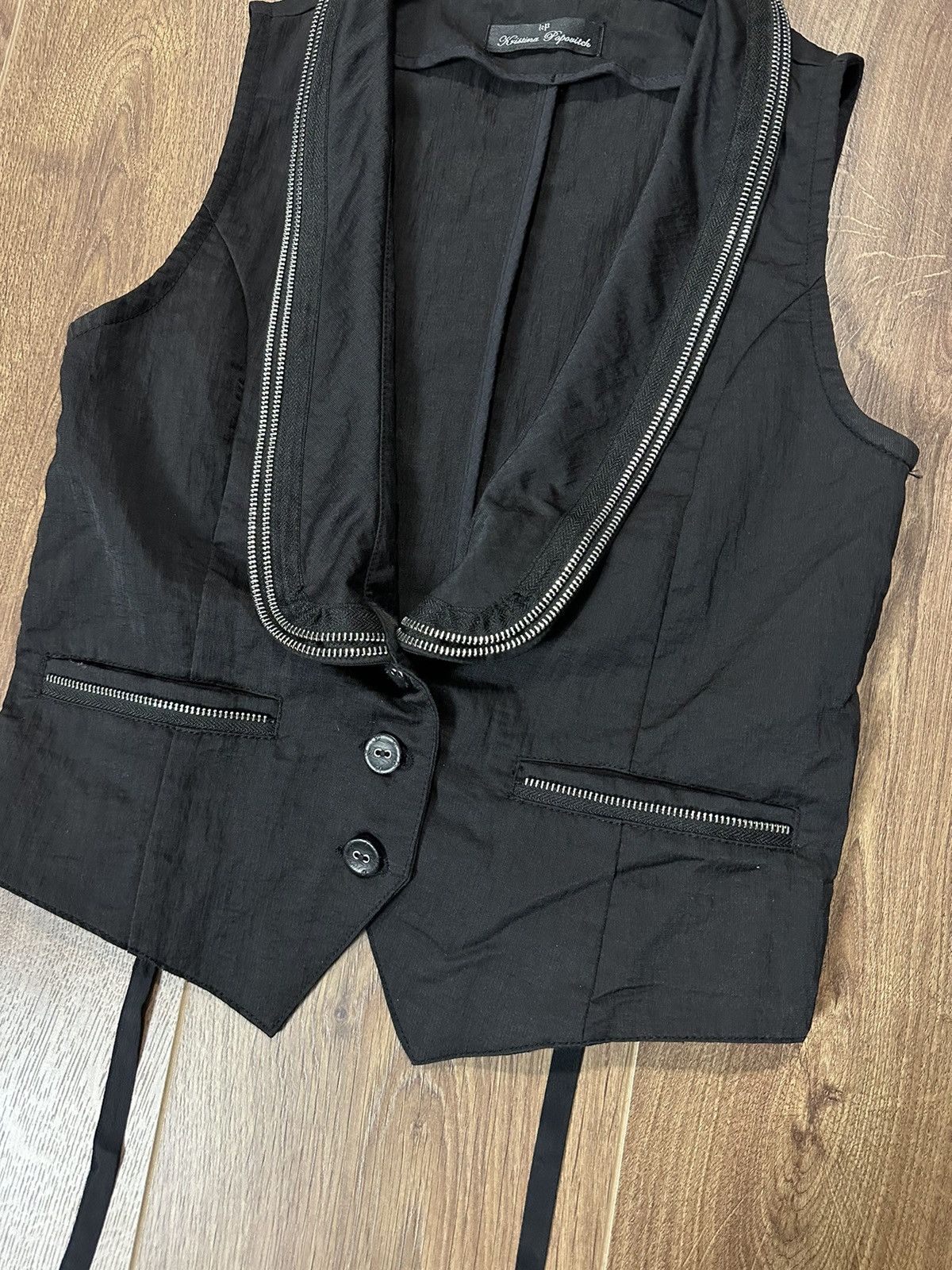 Japanese Brand × Vintage Vintage Rick Owens Style Zipper Black Vest Size S / US 4 / IT 40 - 3 Thumbnail