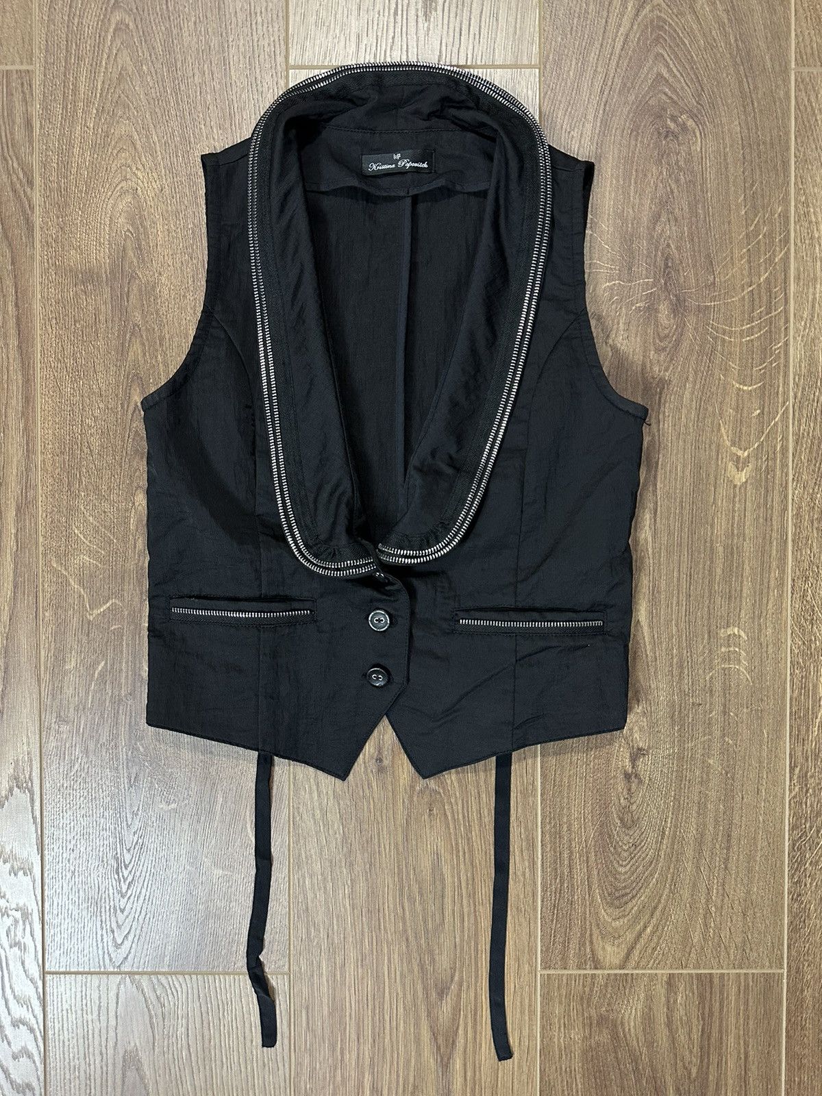 Japanese Brand × Vintage Vintage Rick Owens Style Zipper Black Vest Size S / US 4 / IT 40 - 1 Thumbnail