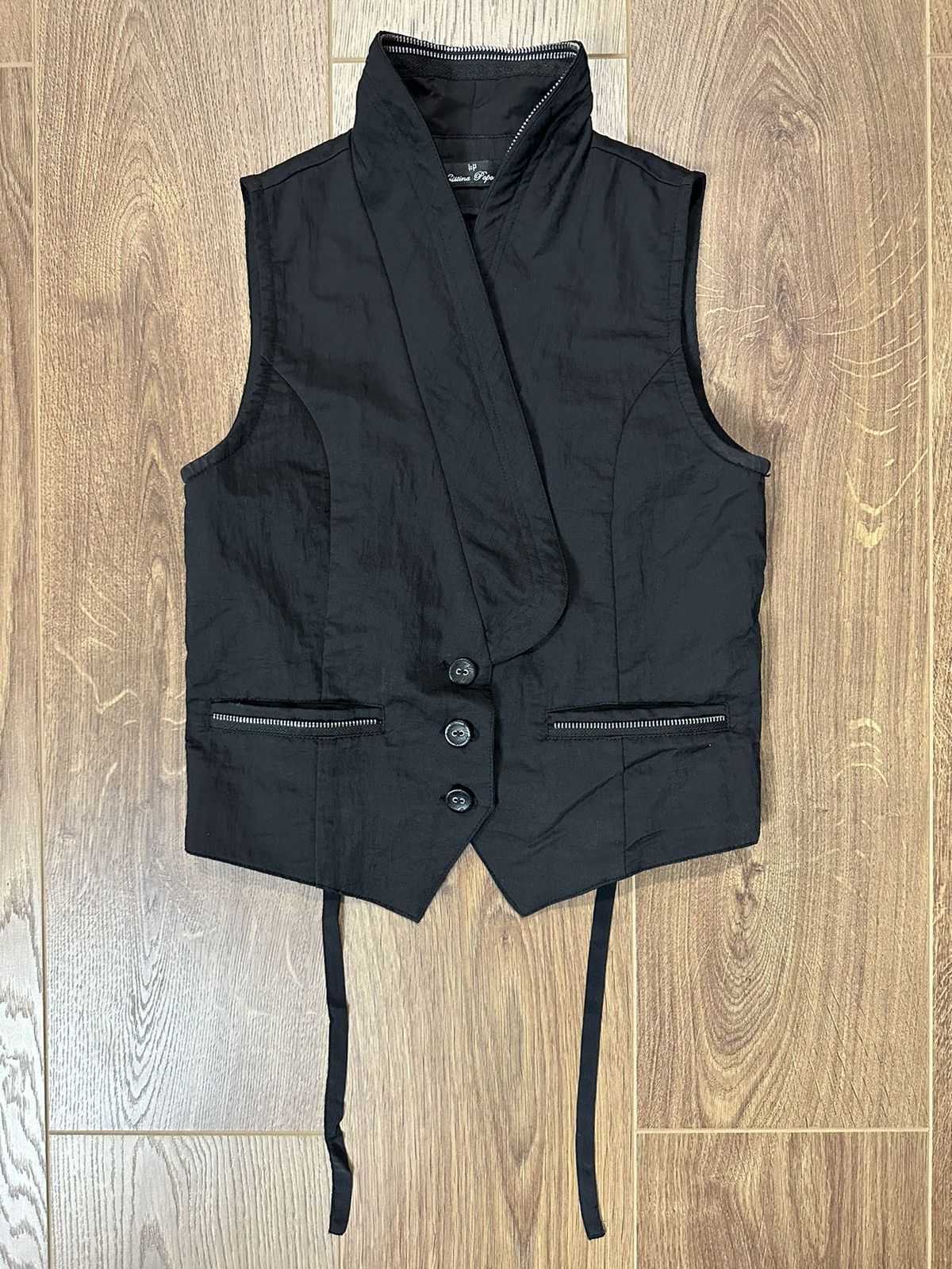 Japanese Brand × Vintage Vintage Rick Owens Style Zipper Black Vest Size S / US 4 / IT 40 - 4 Thumbnail