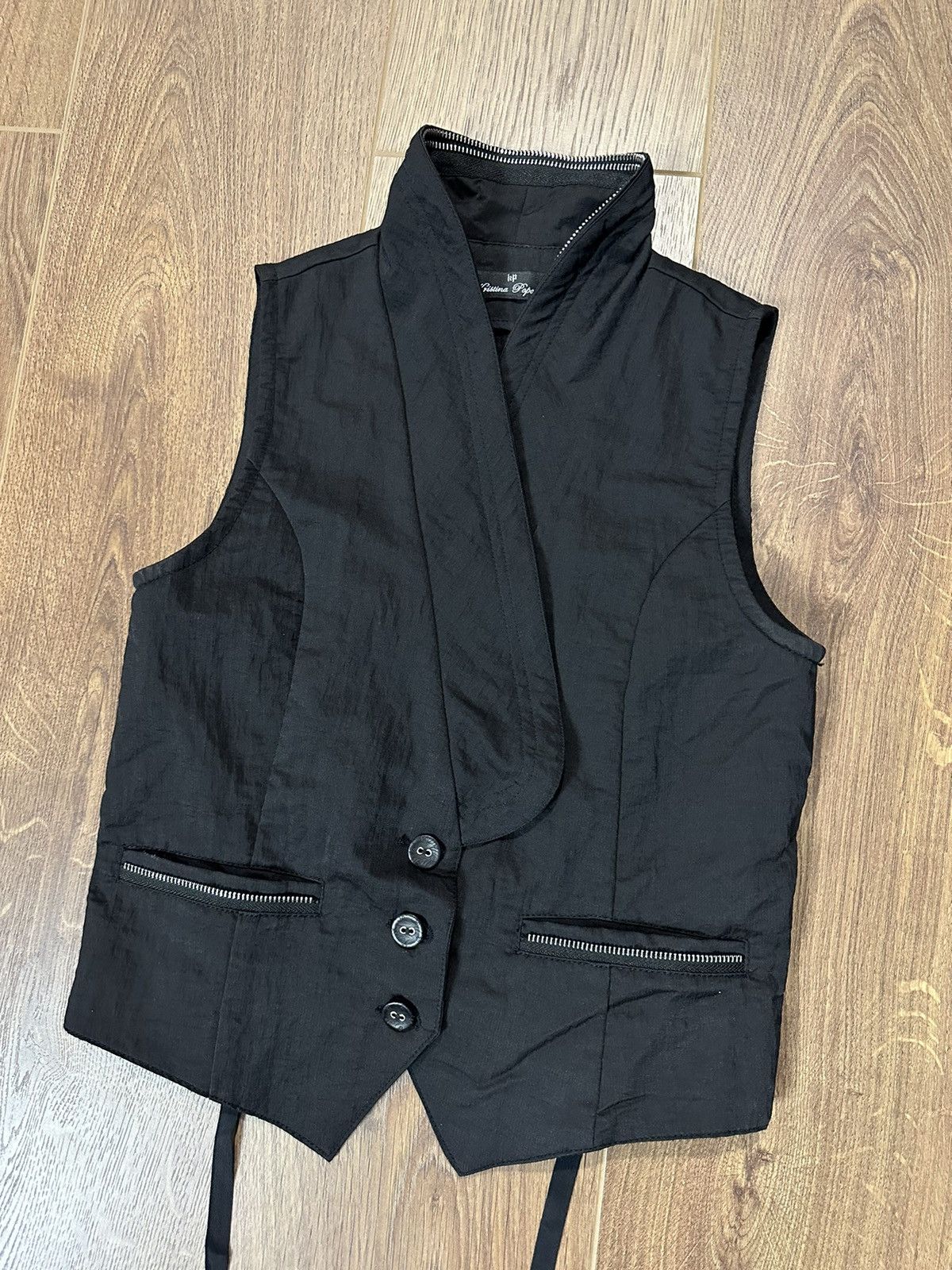 Japanese Brand × Vintage Vintage Rick Owens Style Zipper Black Vest Size S / US 4 / IT 40 - 5 Thumbnail