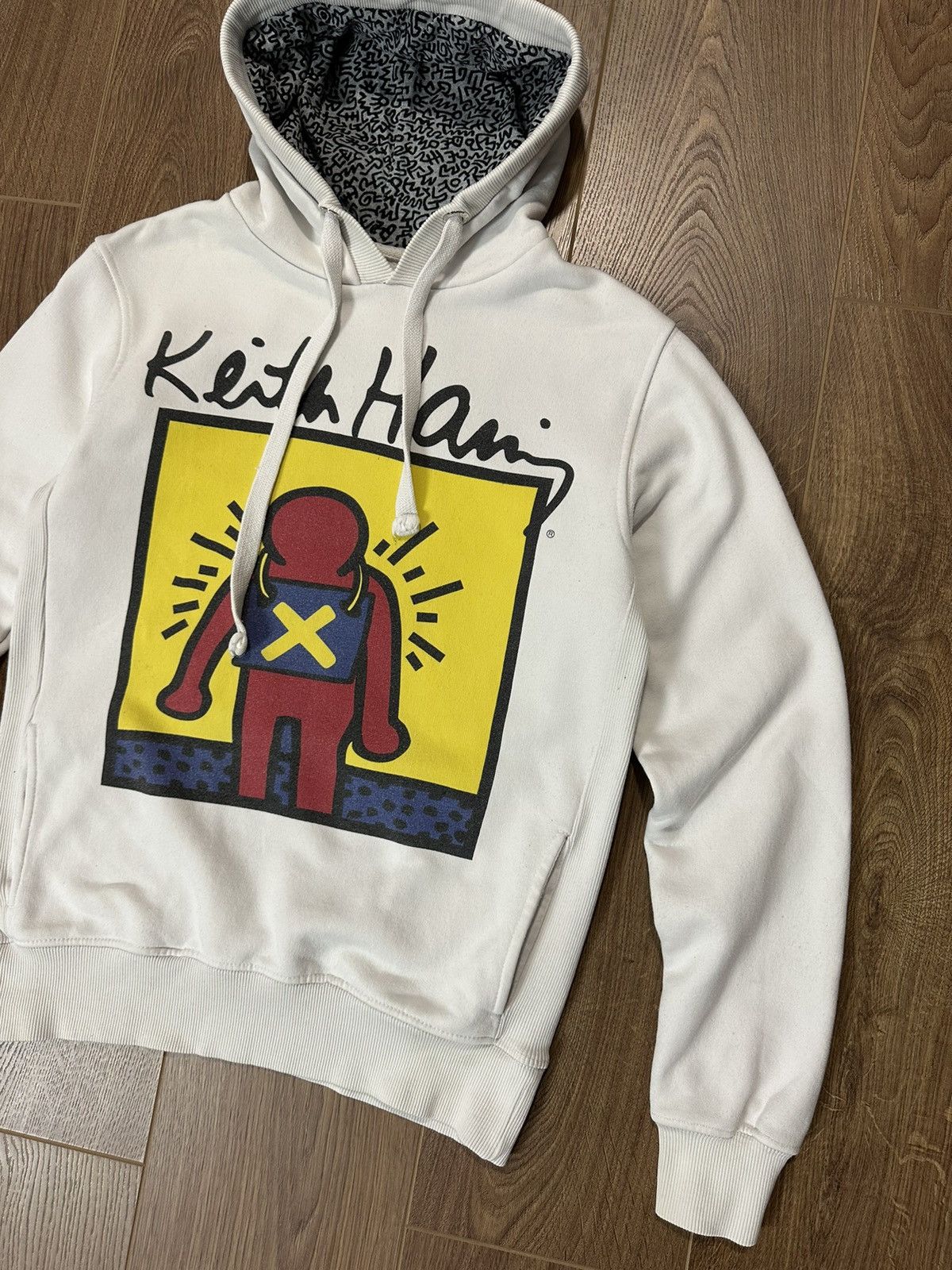 Keith Haring × Vintage × Zara Keith Haring Zara Printed Cotton White Long Sleeve Hoodie Size US M / EU 48-50 / 2 - 2 Thumbnail