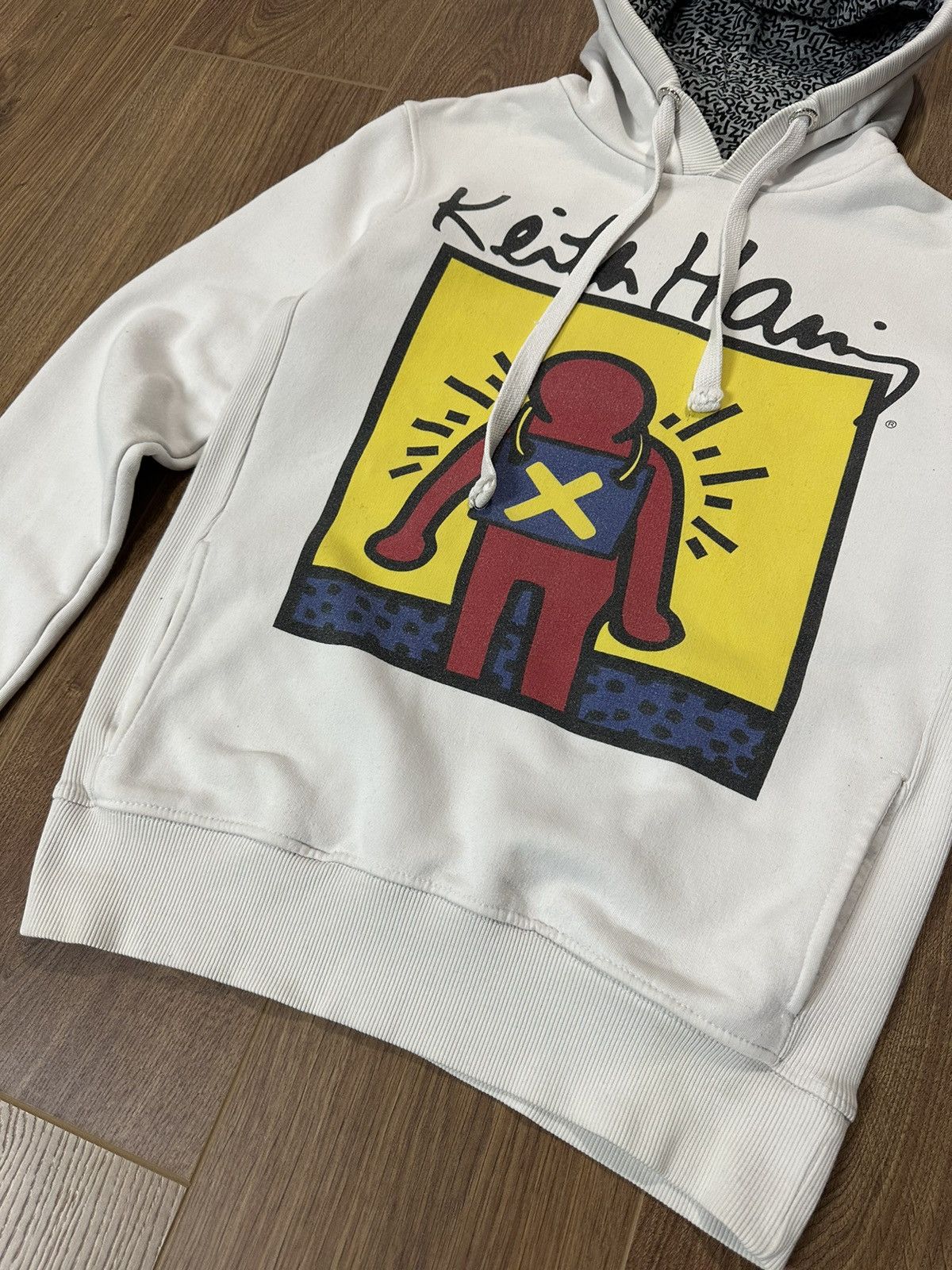Keith Haring × Vintage × Zara Keith Haring Zara Printed Cotton White Long Sleeve Hoodie Size US M / EU 48-50 / 2 - 4 Thumbnail