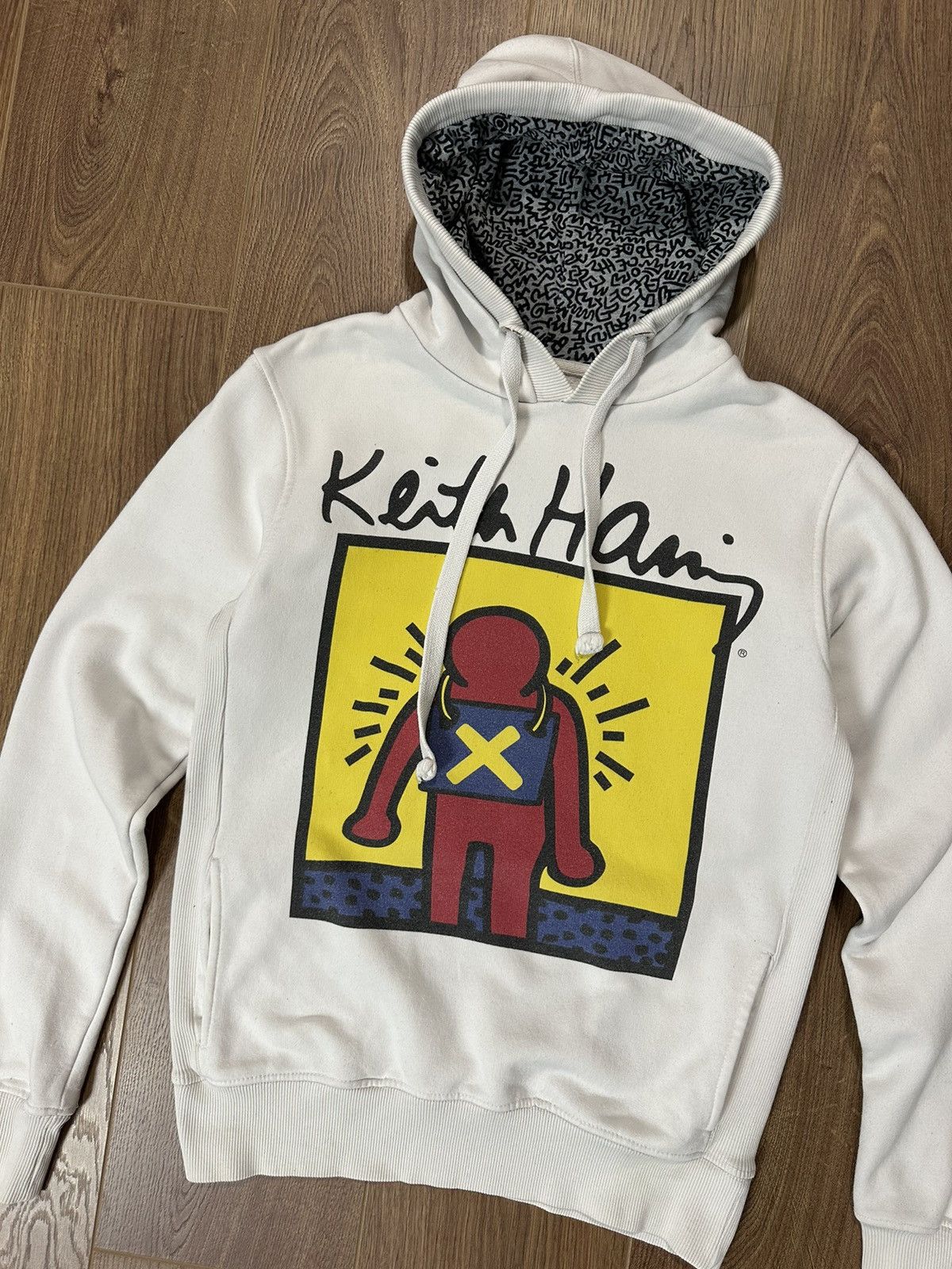 Keith Haring × Vintage × Zara Keith Haring Zara Printed Cotton White Long Sleeve Hoodie Size US M / EU 48-50 / 2 - 3 Thumbnail