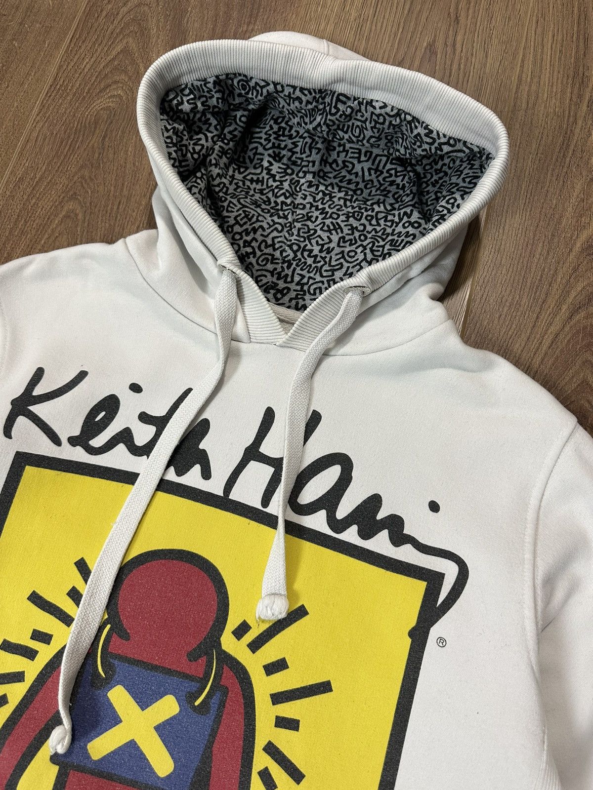 Keith Haring × Vintage × Zara Keith Haring Zara Printed Cotton White Long Sleeve Hoodie Size US M / EU 48-50 / 2 - 8 Thumbnail