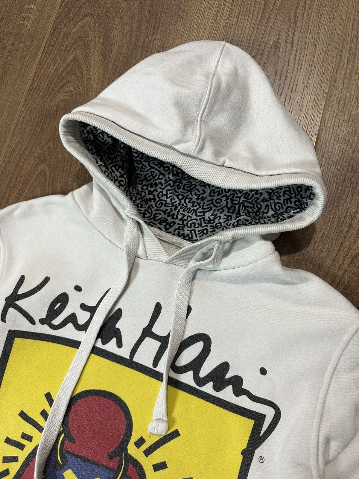 Keith Haring × Vintage × Zara Keith Haring Zara Printed Cotton White Long Sleeve Hoodie Size US M / EU 48-50 / 2 - 9 Thumbnail