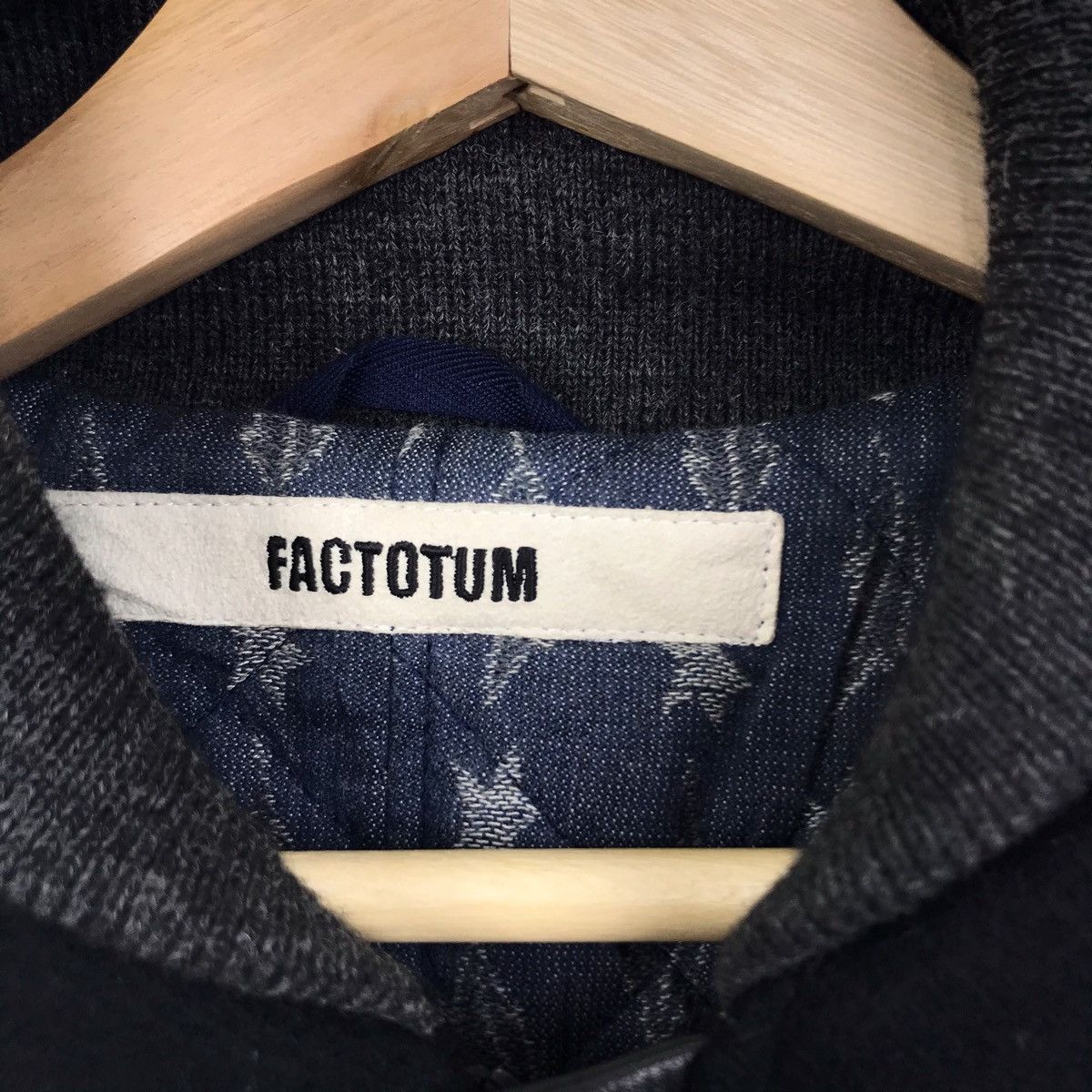 Japanese Brand FACTOTUM Japanese Brand Black Leather Varsity Wool Size US S / EU 44-46 / 1 - 4 Thumbnail