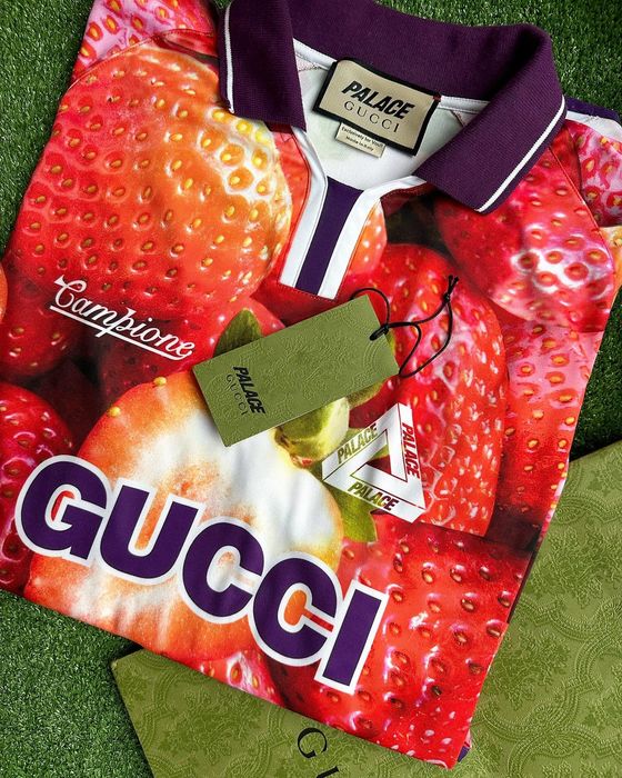 gucci x palace Printed football top technical jersey T-shirt size