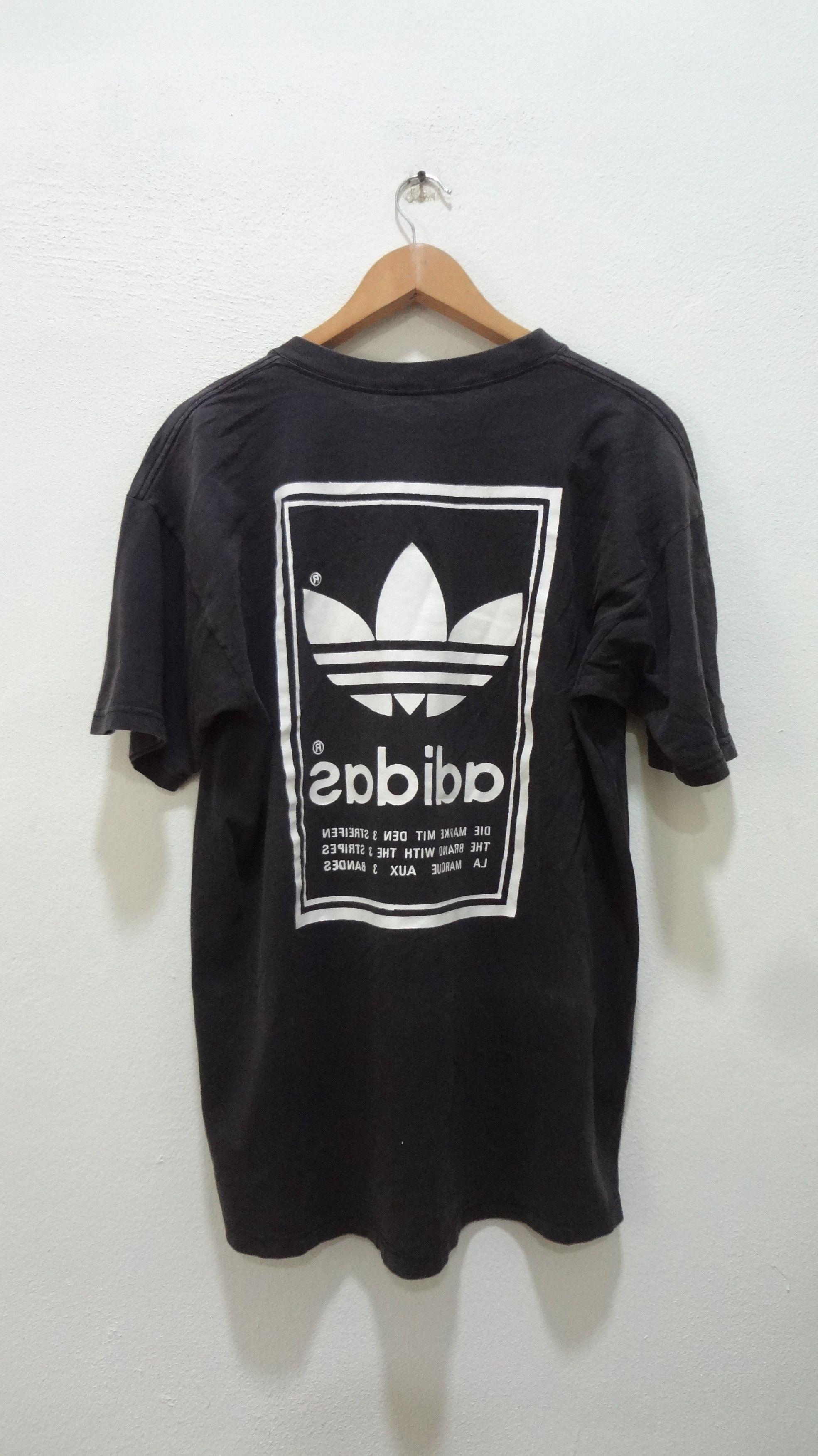 Adidas × Vintage Vtg 90' ADIDAS Trefoil Box Logo Double Sided TShirts Size US L / EU 52-54 / 3 - 2 Thumbnail