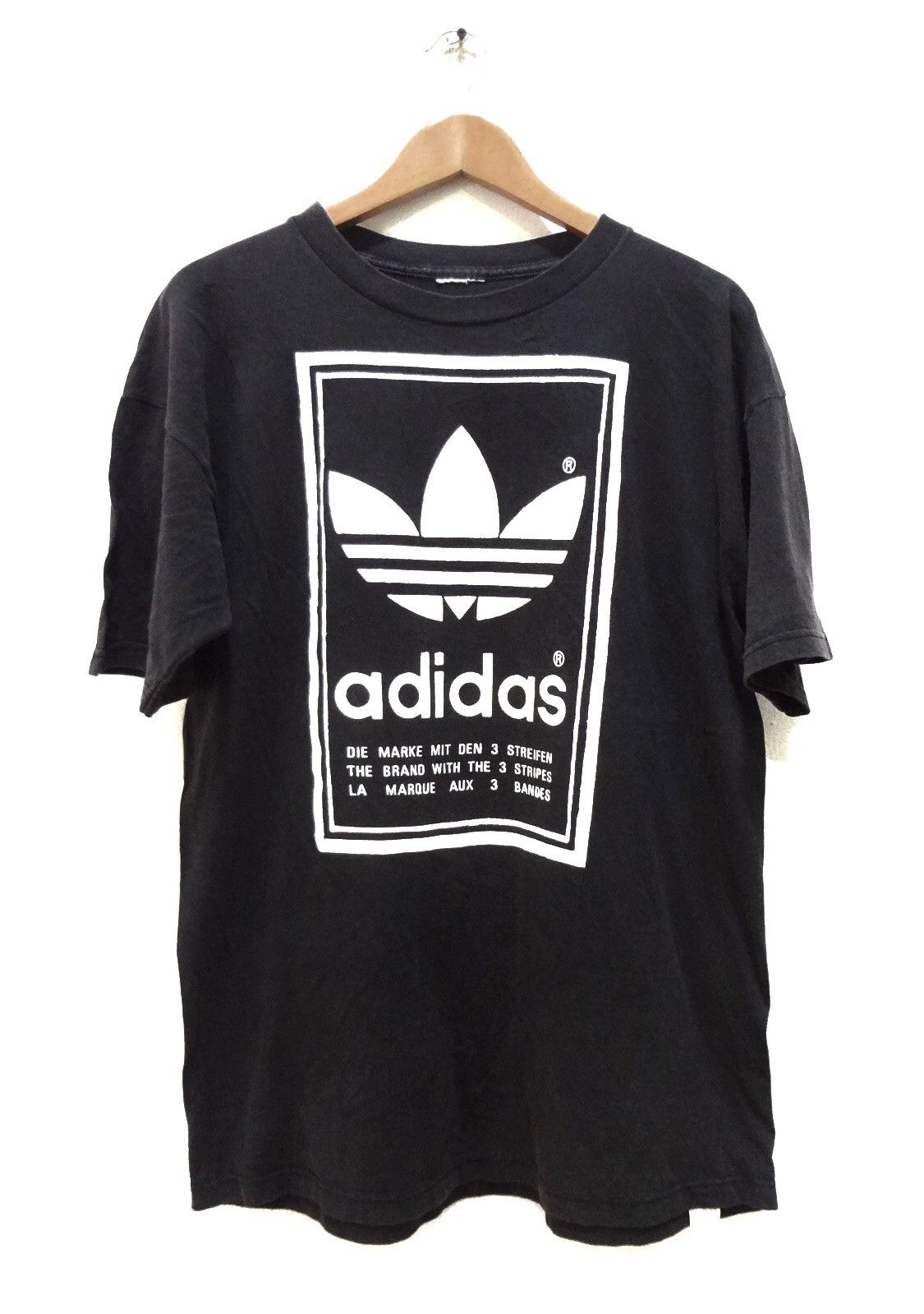 Adidas × Vintage Vtg 90' ADIDAS Trefoil Box Logo Double Sided TShirts Size US L / EU 52-54 / 3 - 1 Thumbnail