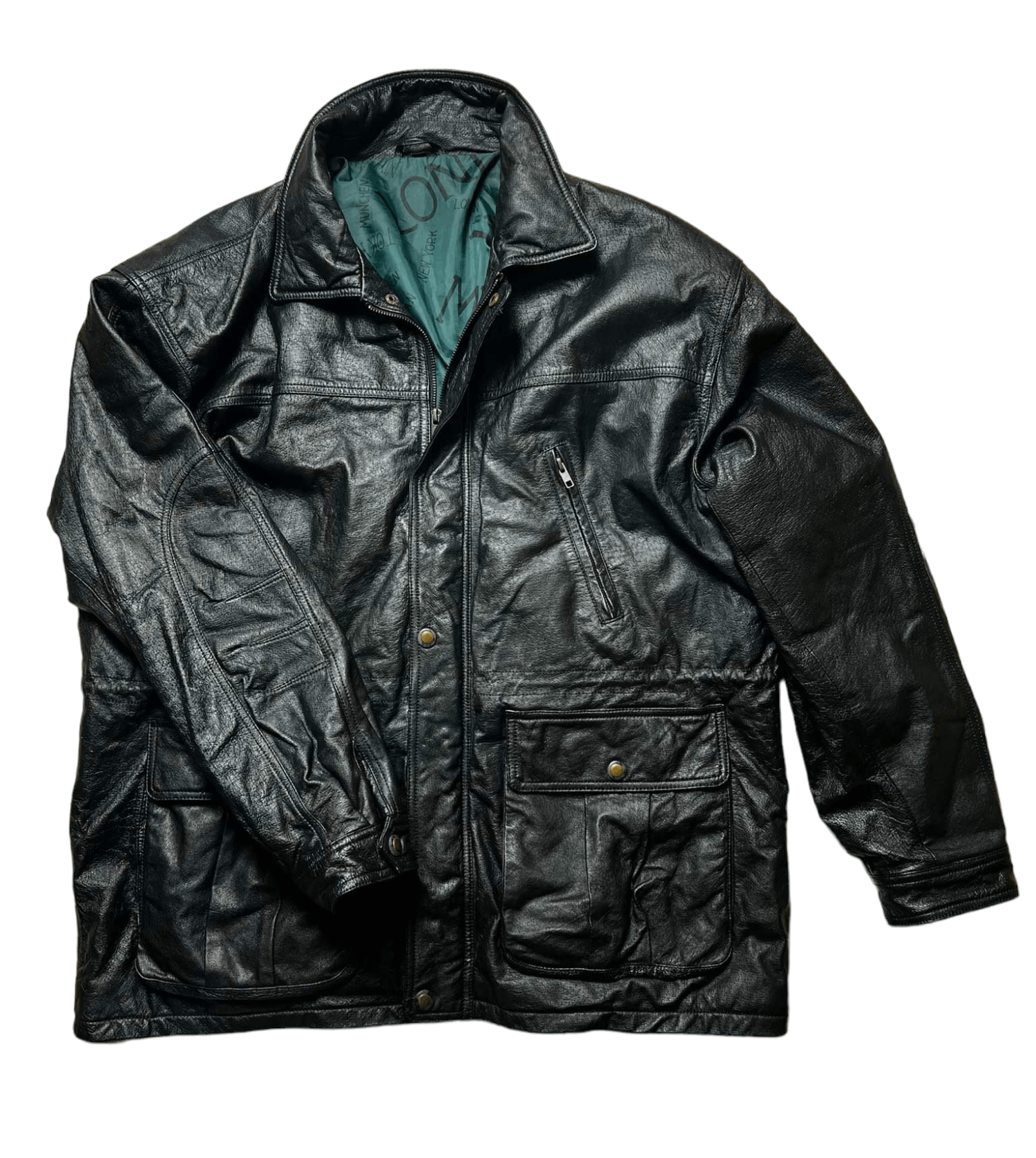 image of Vintage Genuine Real Leather Jacket Avant Garde in Black, Men's (Size Large)