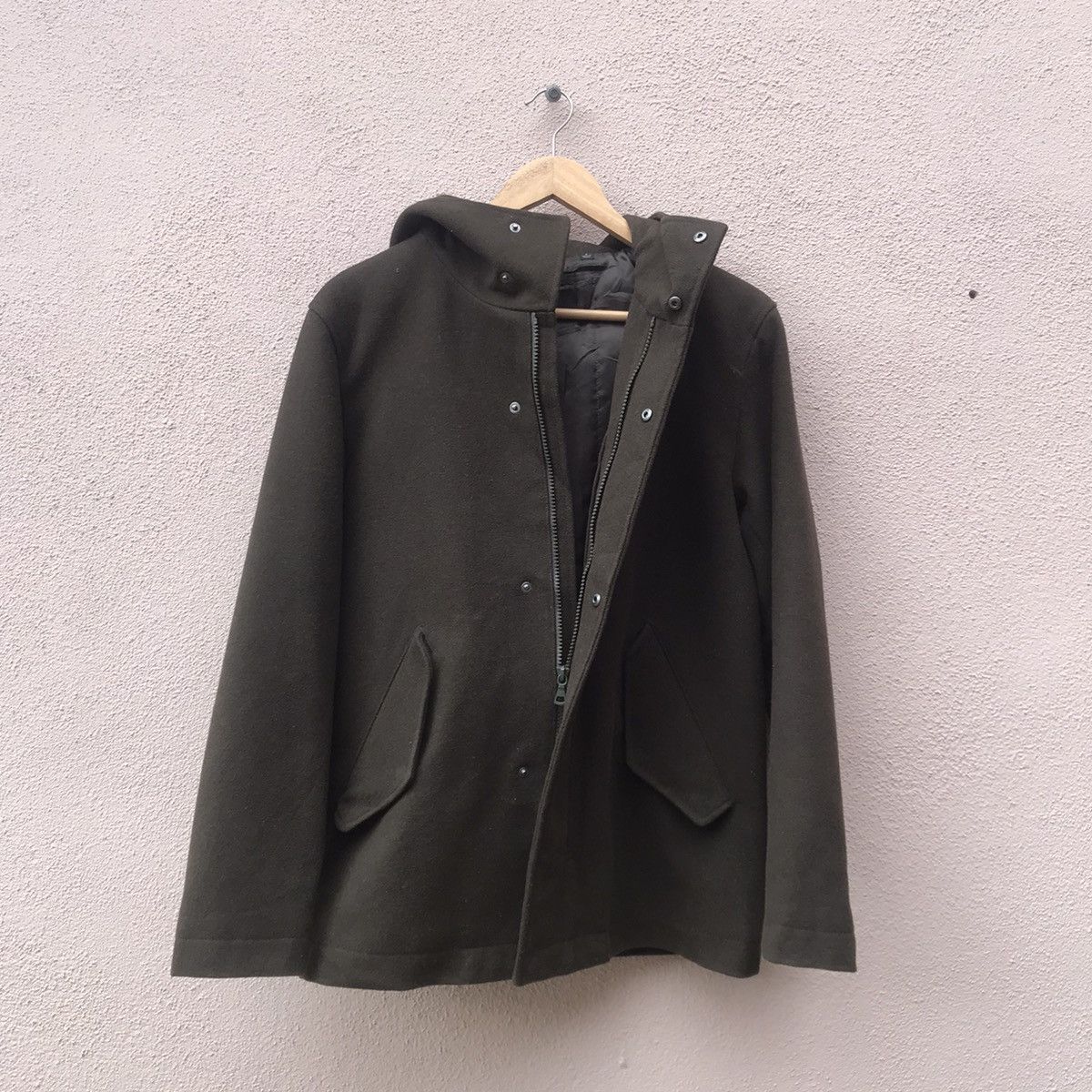 Japanese Brand × Uniqlo Uniqlo green military wool hoodie jacket Size US S / EU 44-46 / 1 - 4 Thumbnail