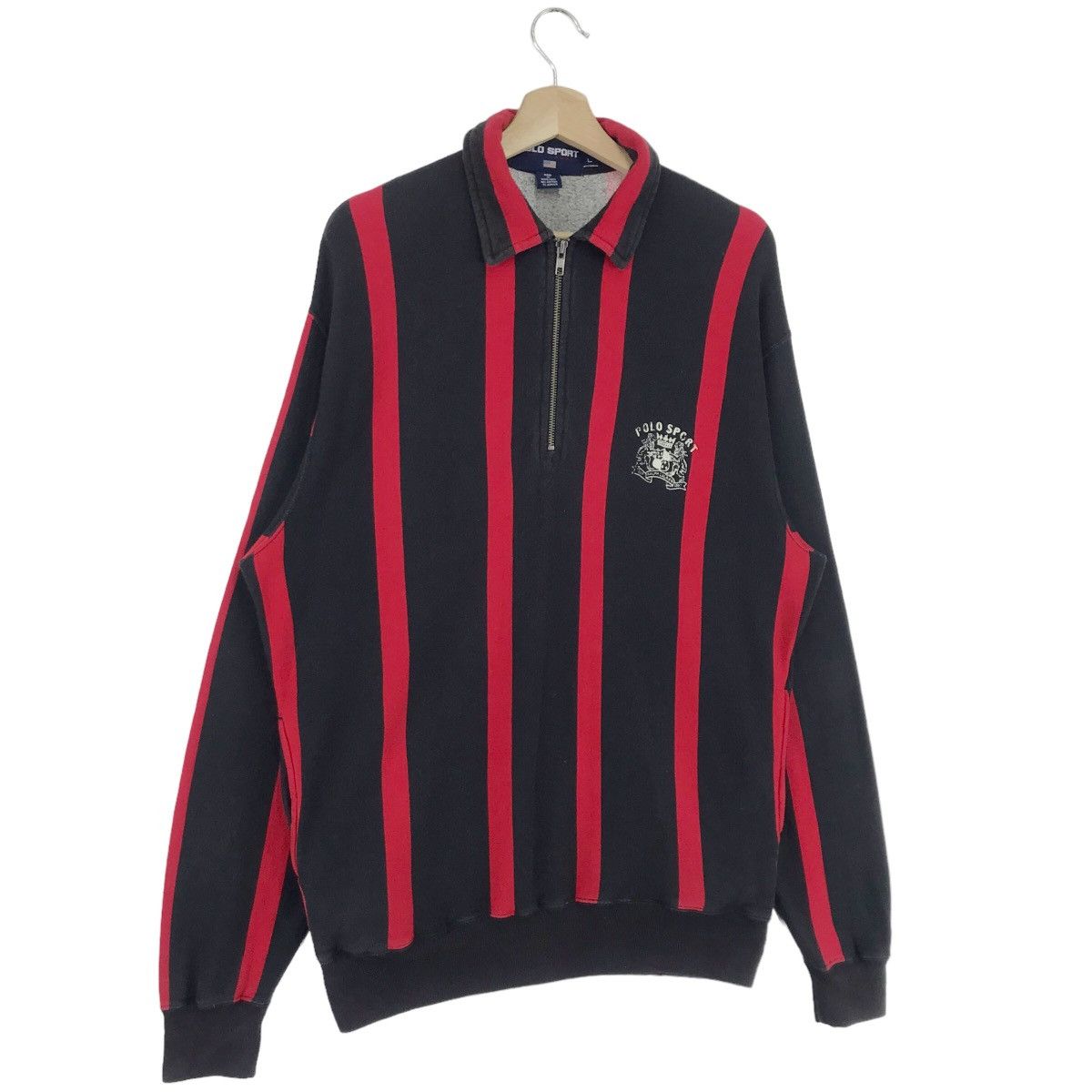Polo Ralph Lauren × Ralph Lauren × Vintage 90’s Polo Ralph Lauren Stripe Half Zip Sweatshirts Size US L / EU 52-54 / 3 - 3 Thumbnail