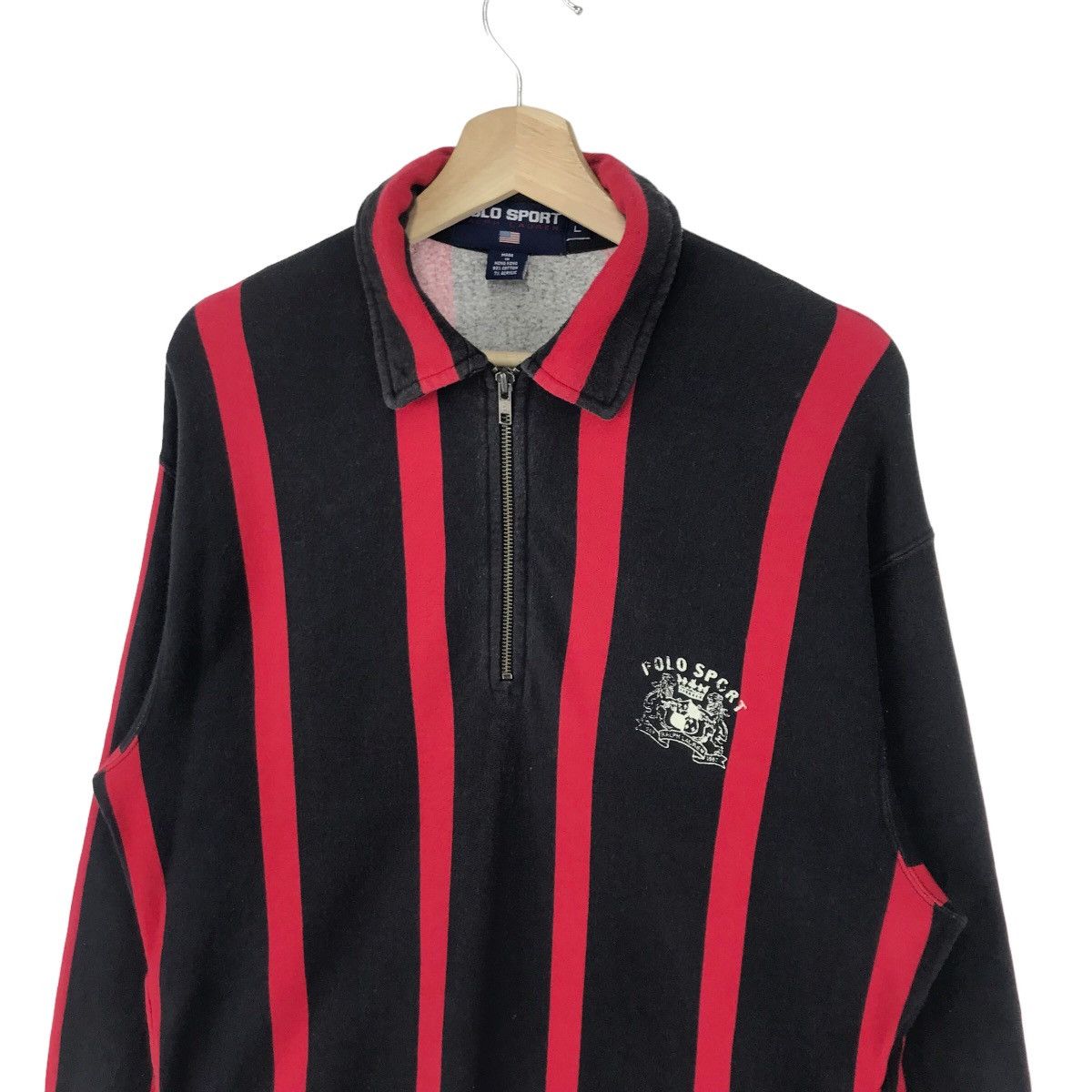 Polo Ralph Lauren × Ralph Lauren × Vintage 90’s Polo Ralph Lauren Stripe Half Zip Sweatshirts Size US L / EU 52-54 / 3 - 4 Thumbnail