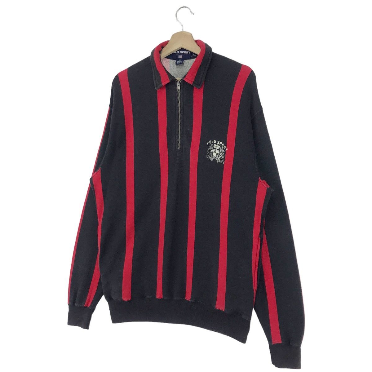 Polo Ralph Lauren × Ralph Lauren × Vintage 90’s Polo Ralph Lauren Stripe Half Zip Sweatshirts Size US L / EU 52-54 / 3 - 2 Thumbnail