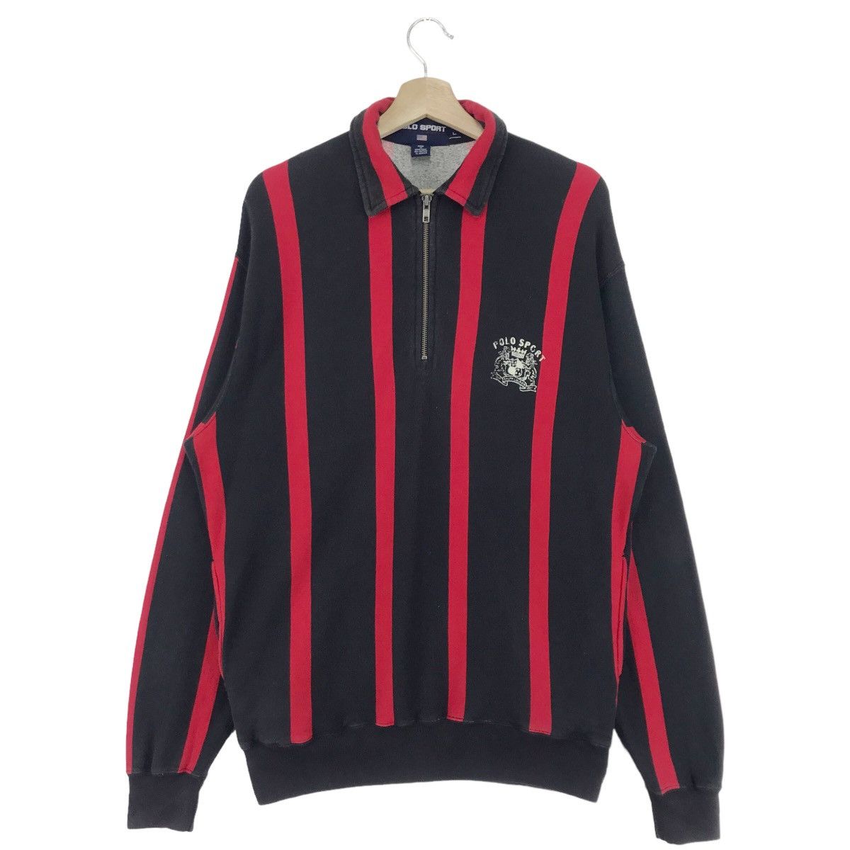Polo Ralph Lauren × Ralph Lauren × Vintage 90’s Polo Ralph Lauren Stripe Half Zip Sweatshirts Size US L / EU 52-54 / 3 - 1 Thumbnail