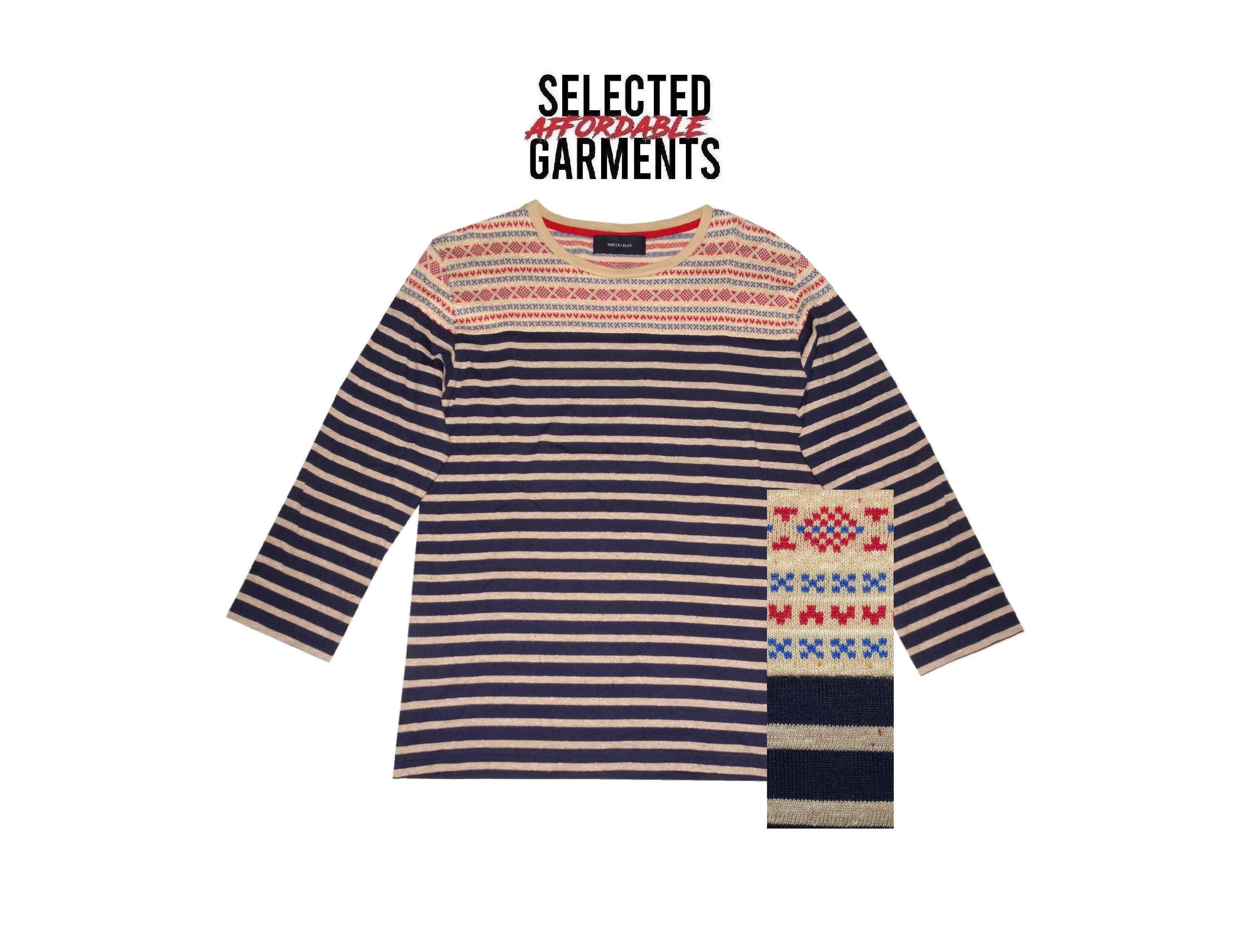 Flannel × SHIPS × Ships Jet Blue W8 Ships tee sleeves 3/4 stripes striped tartan madras M Size US M / EU 48-50 / 2 - 1 Thumbnail