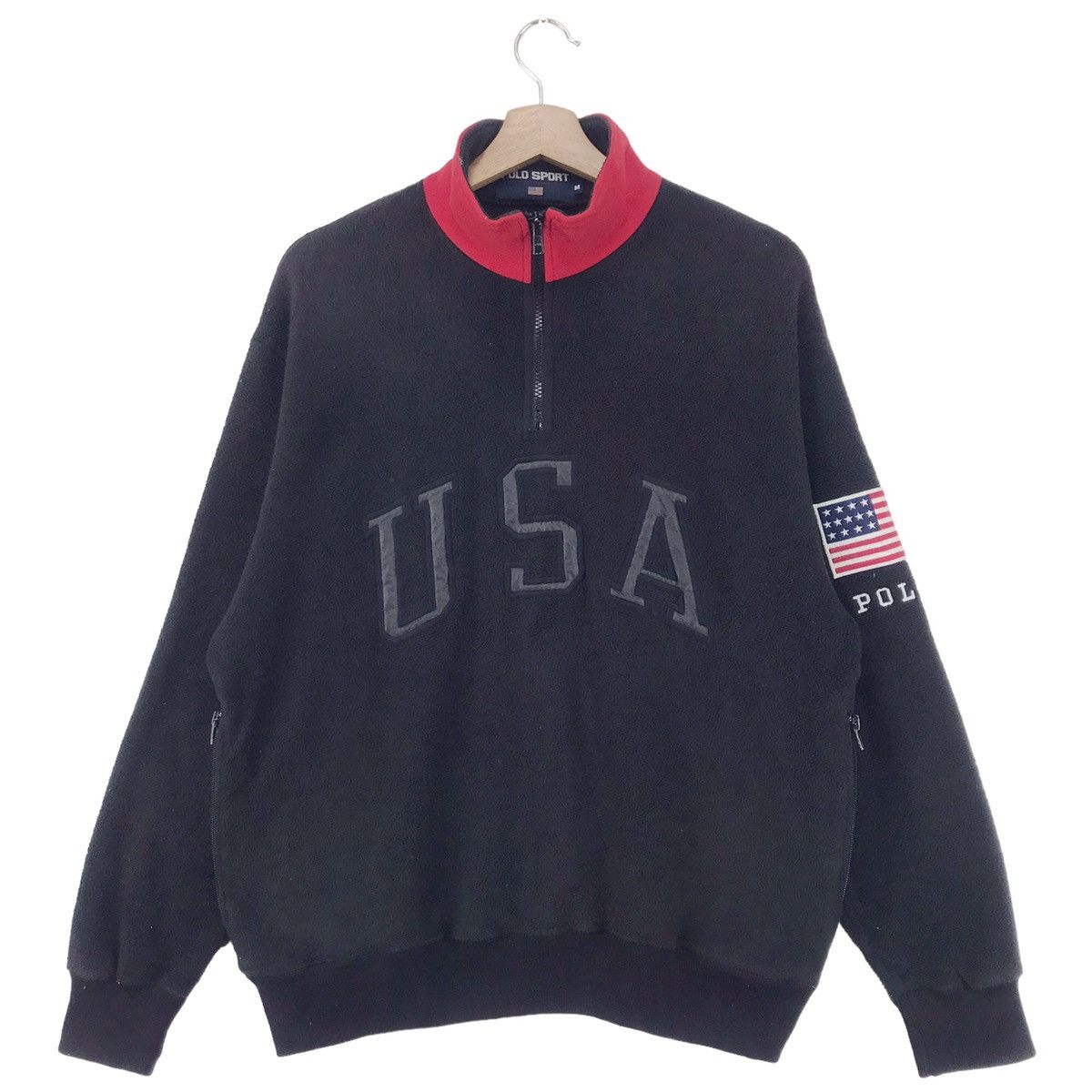 Polo Ralph Lauren × Ralph Lauren × Vintage 90’s Polo Ralph Lauren USA Half Zip Fleece Size US M / EU 48-50 / 2 - 1 Thumbnail