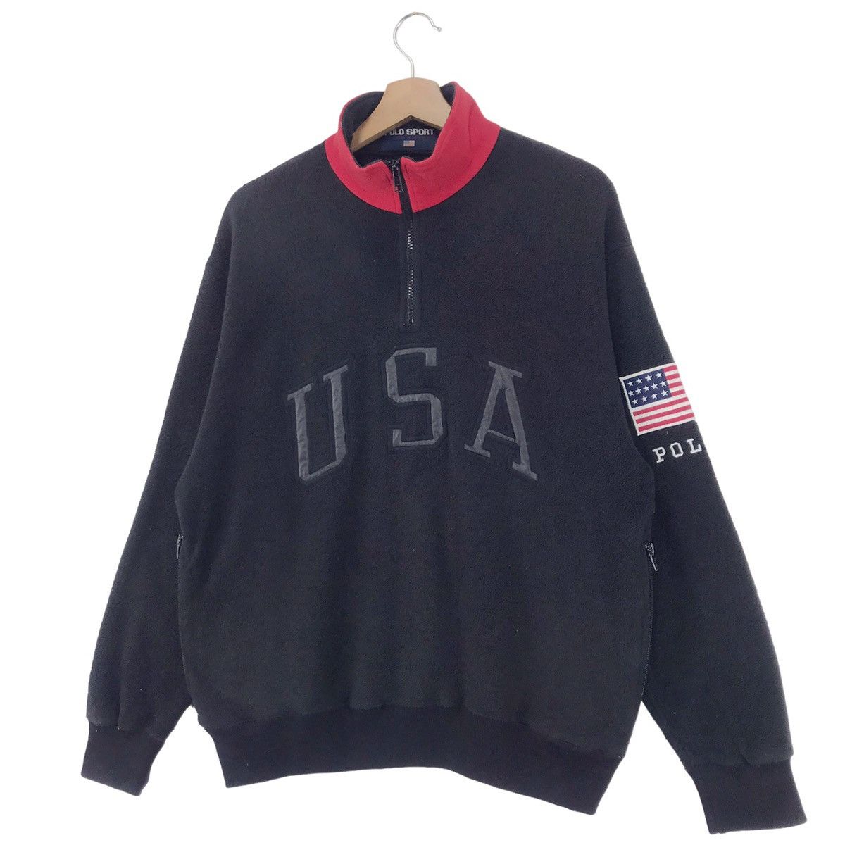 Polo Ralph Lauren × Ralph Lauren × Vintage 90’s Polo Ralph Lauren USA Half Zip Fleece Size US M / EU 48-50 / 2 - 2 Thumbnail