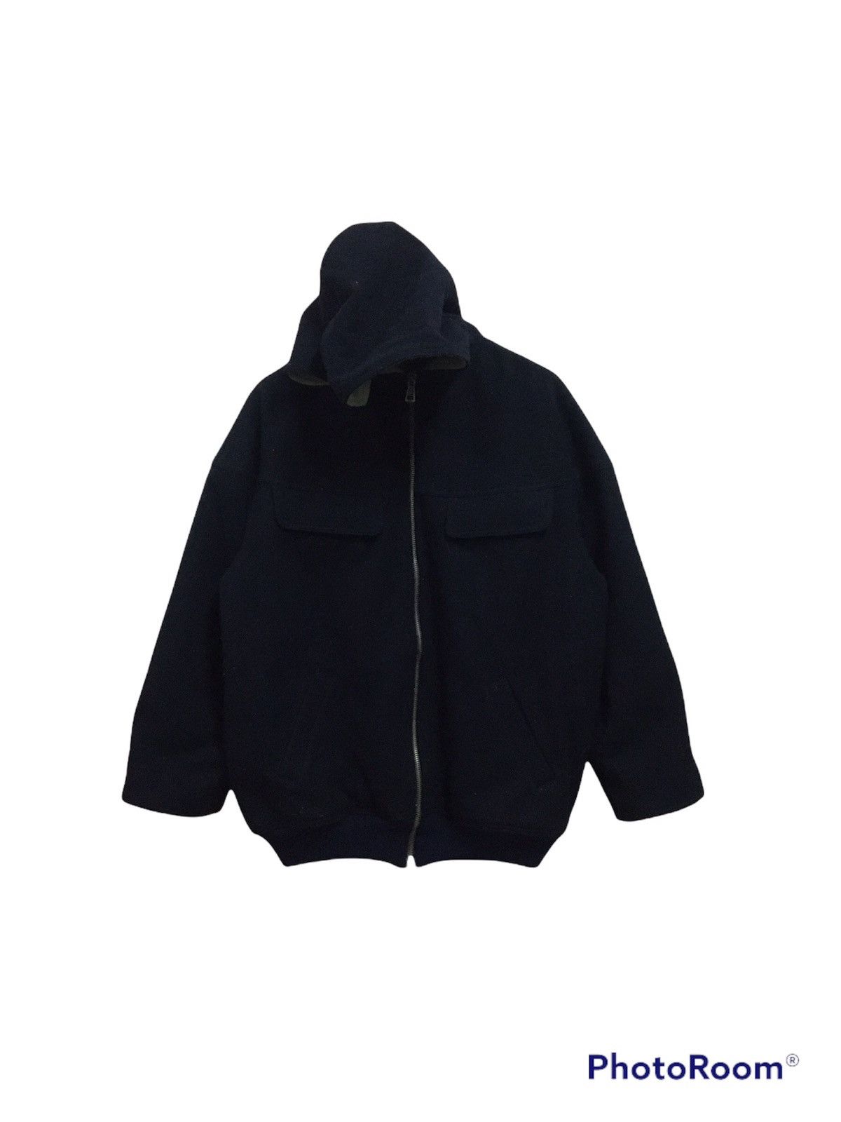 image of Krizia Uomo Krizia Trends Luxury Italian Wool Jacket Full Zipper in Dark Blue, Men's (Size Large)