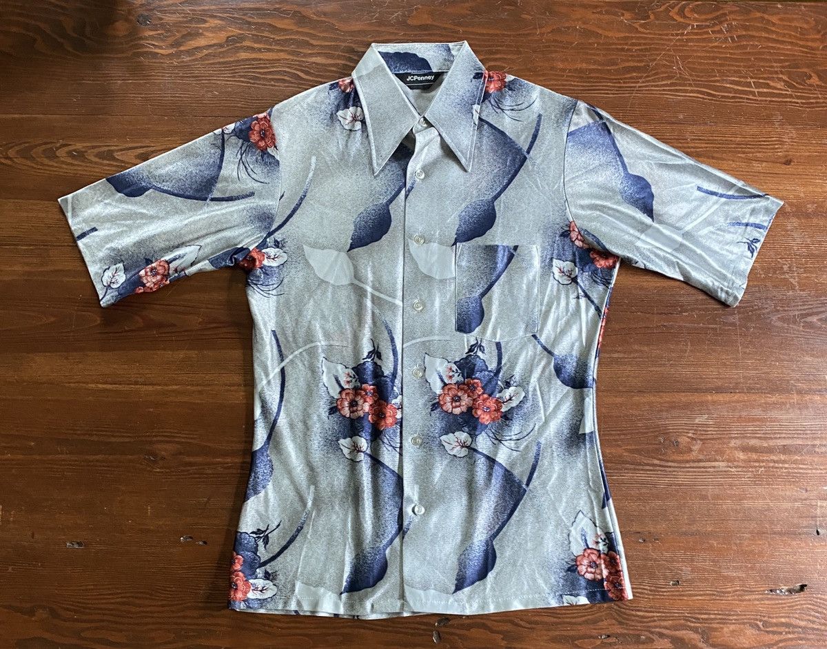 Retrofit Vintage 70’s JC Penney Floral Polyester Style Button Up Size US M / EU 48-50 / 2 - 2 Thumbnail