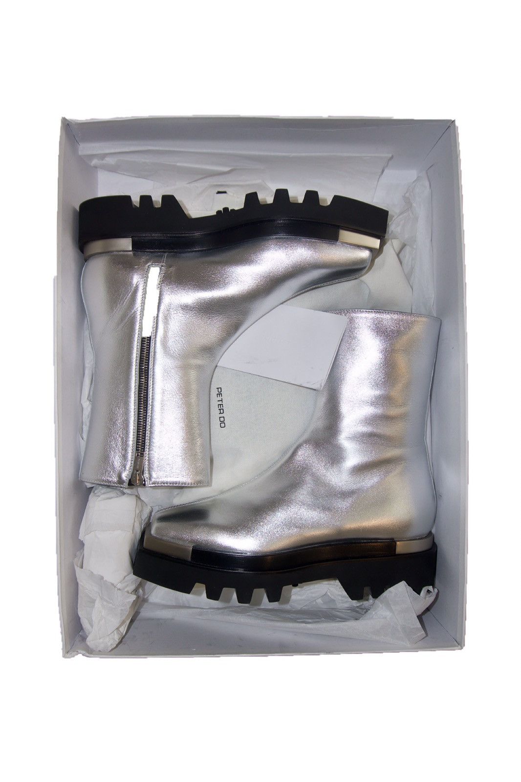 image of Peter Do Eu 39 Silver Metal Tip Boots, Women's