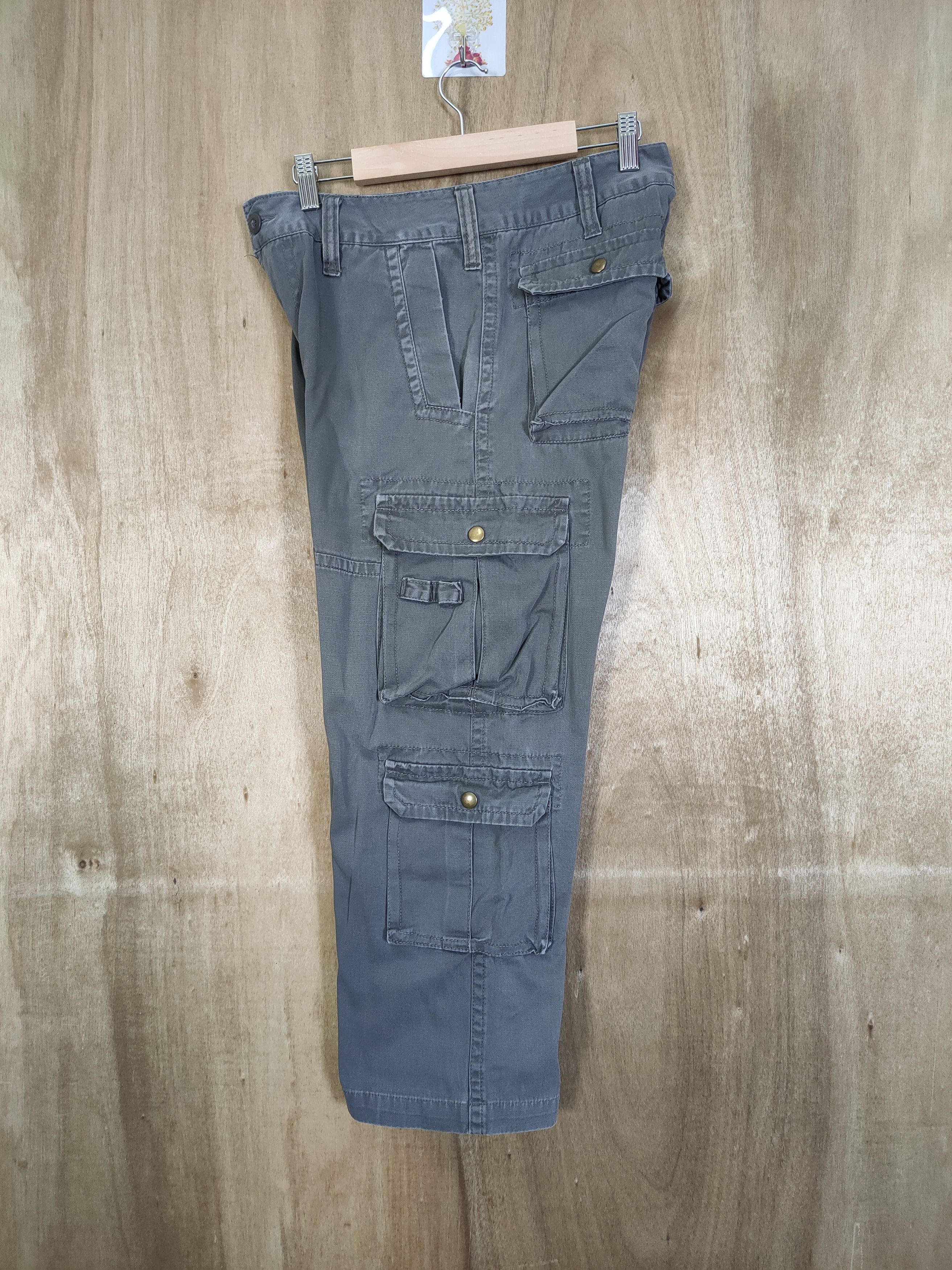 Japanese Brand VILLAND GREY CARGO PANTS MULTIPOCKET TACTICAL Size US 33 - 2 Thumbnail