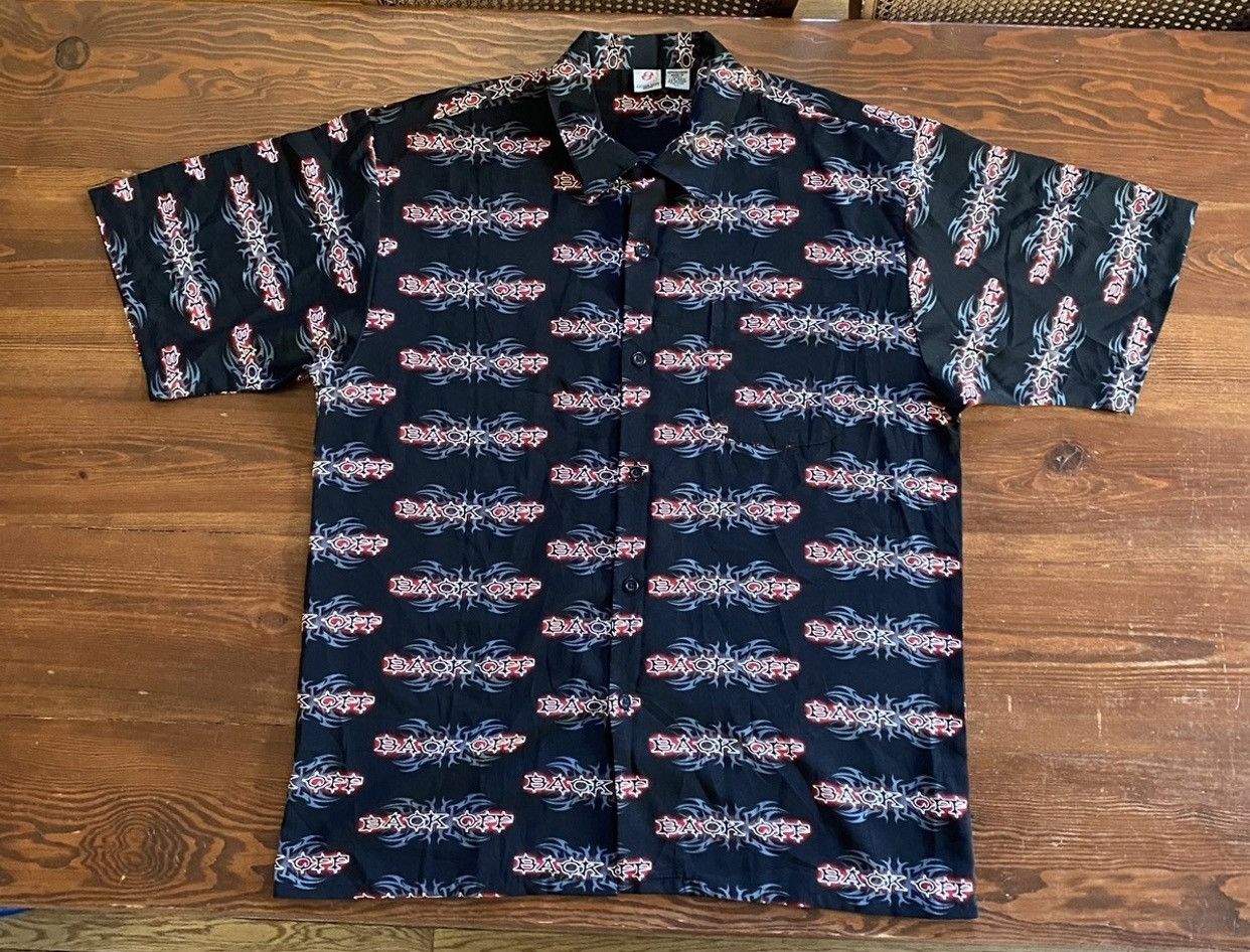 Anchor Blue Vintage 90’s Anchor Blue “Back Off” Polyester Button Up Size US XL / EU 56 / 4 - 1 Thumbnail