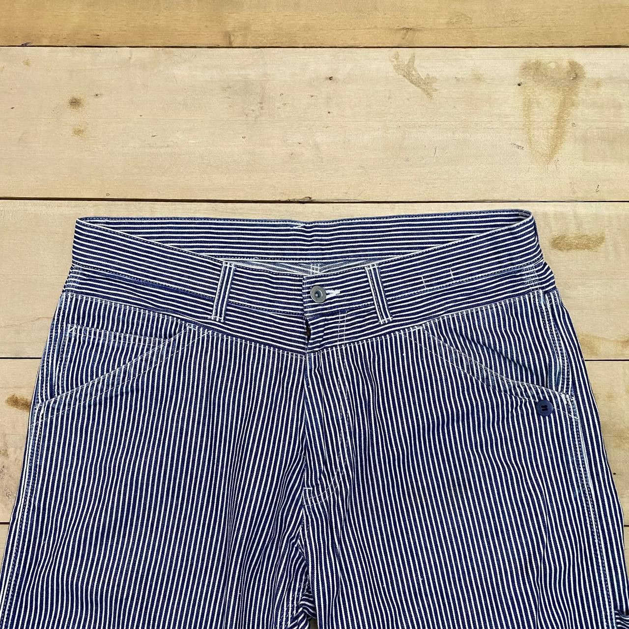 Japanese Brand X406 VTG JAPAN FLAPH PRISON HICKORY STRIPED BUSH PANTS Size US 34 / EU 50 - 4 Thumbnail