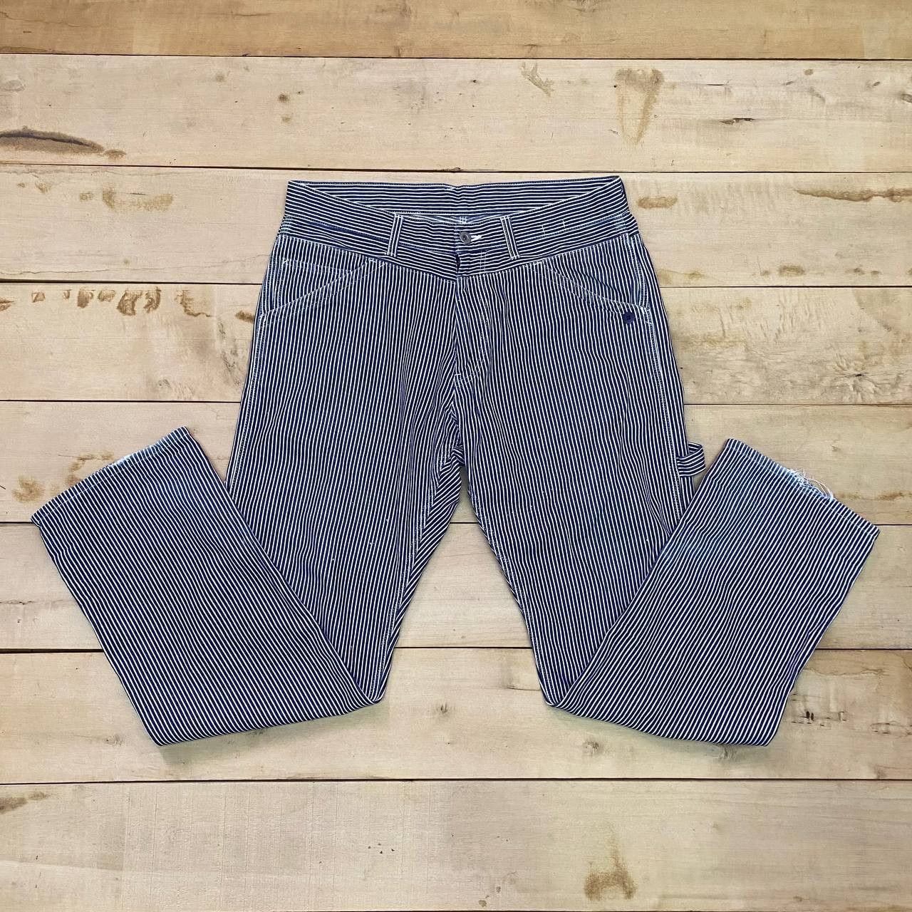 Japanese Brand X406 VTG JAPAN FLAPH PRISON HICKORY STRIPED BUSH PANTS Size US 34 / EU 50 - 3 Thumbnail