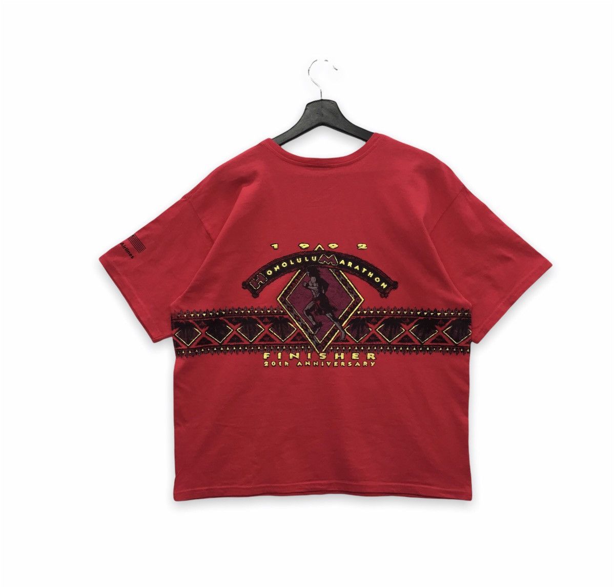 Hanes × Vintage Rare!! Vintage Hanes Honolulu Marathon 1992 Mirror Print Tee Size US L / EU 52-54 / 3 - 2 Thumbnail
