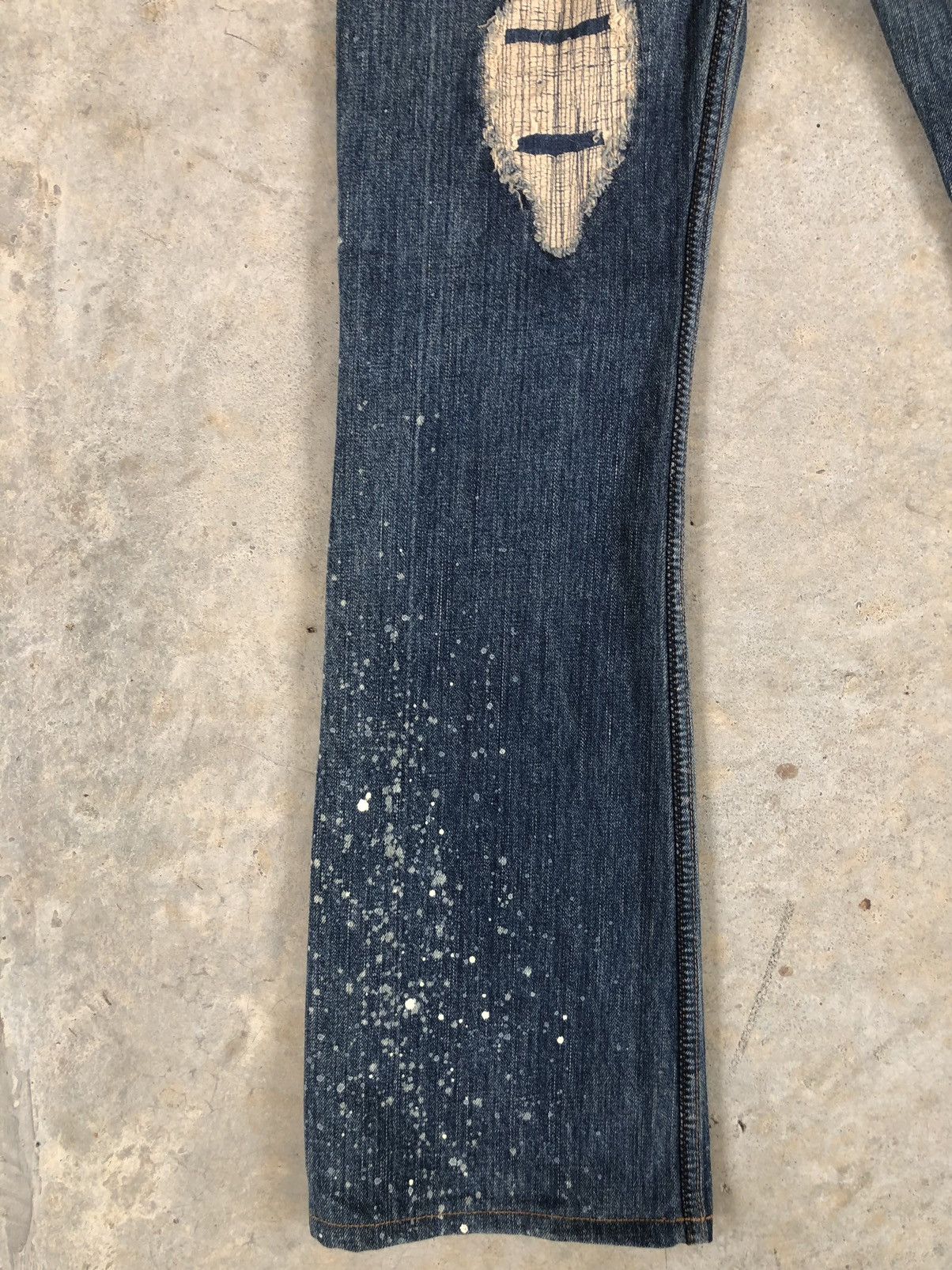 Japanese Brand Rare Paranoid Flared Jeans Boro Jeans style Patchwork Jeans Size US 31 - 11 Thumbnail