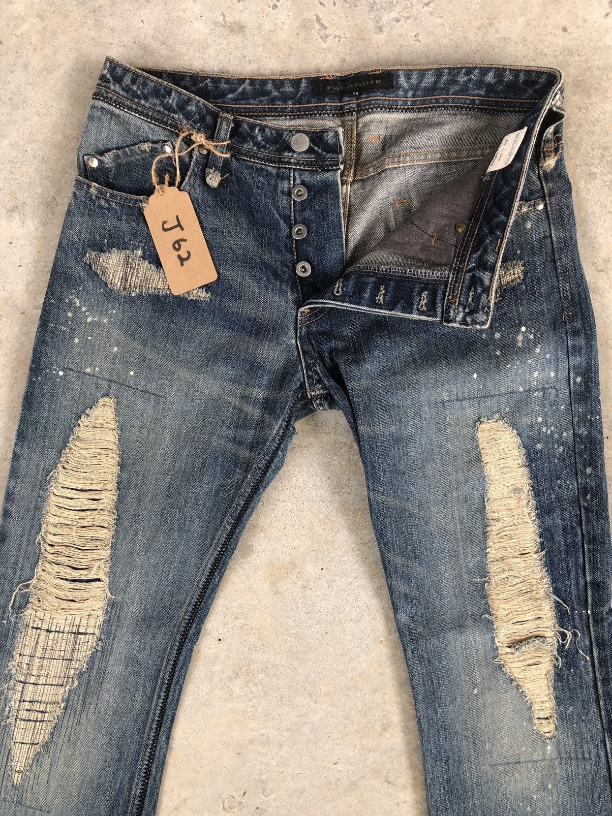 Japanese Brand Rare Paranoid Flared Jeans Boro Jeans style Patchwork Jeans Size US 31 - 3 Thumbnail