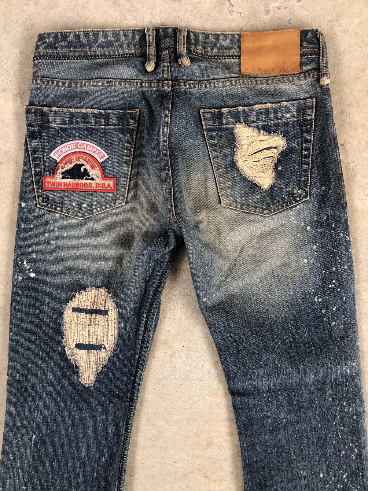 Japanese Brand Rare Paranoid Flared Jeans Boro Jeans style Patchwork Jeans Size US 31 - 8 Thumbnail