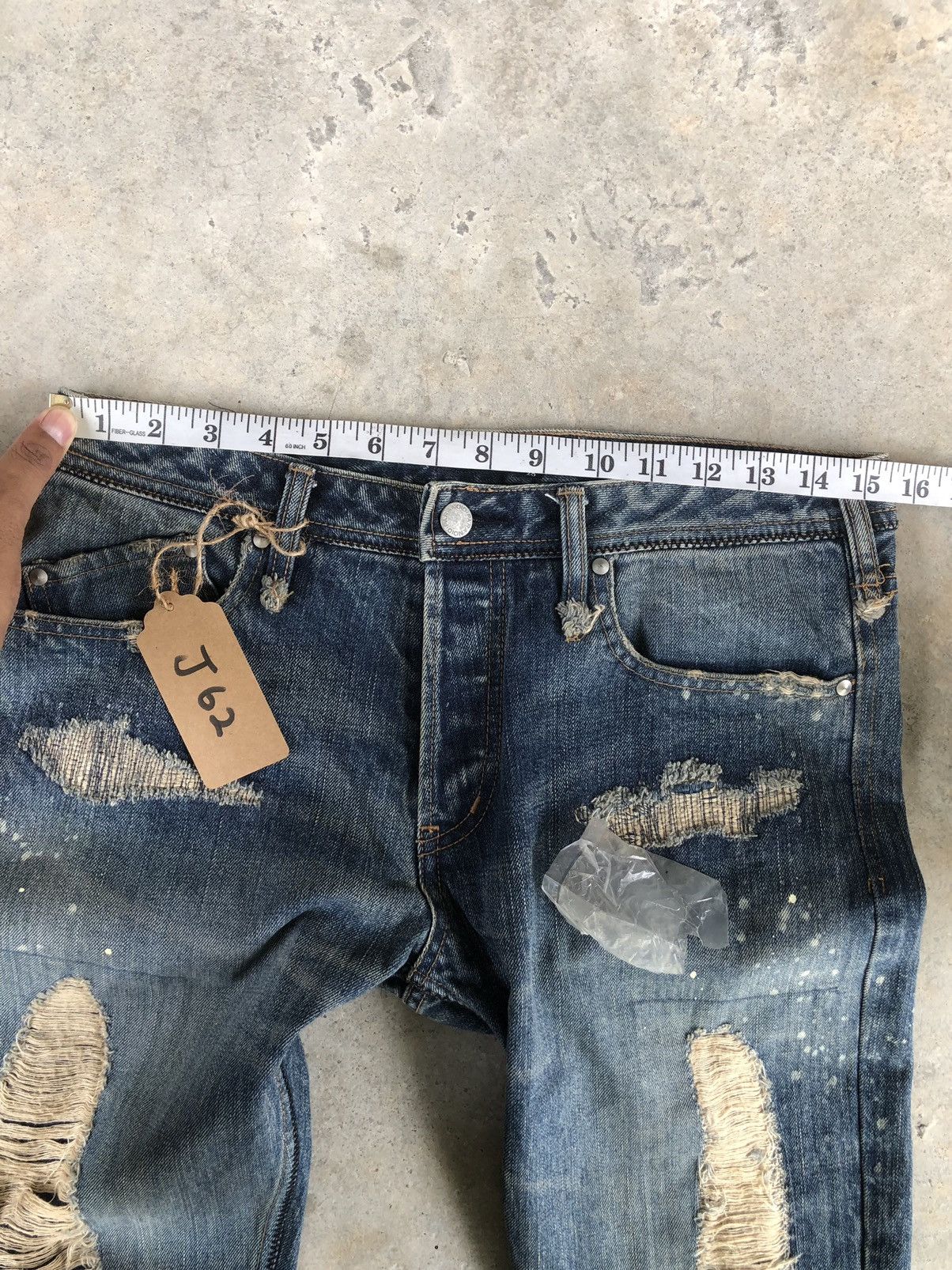 Japanese Brand Rare Paranoid Flared Jeans Boro Jeans style Patchwork Jeans Size US 31 - 16 Thumbnail