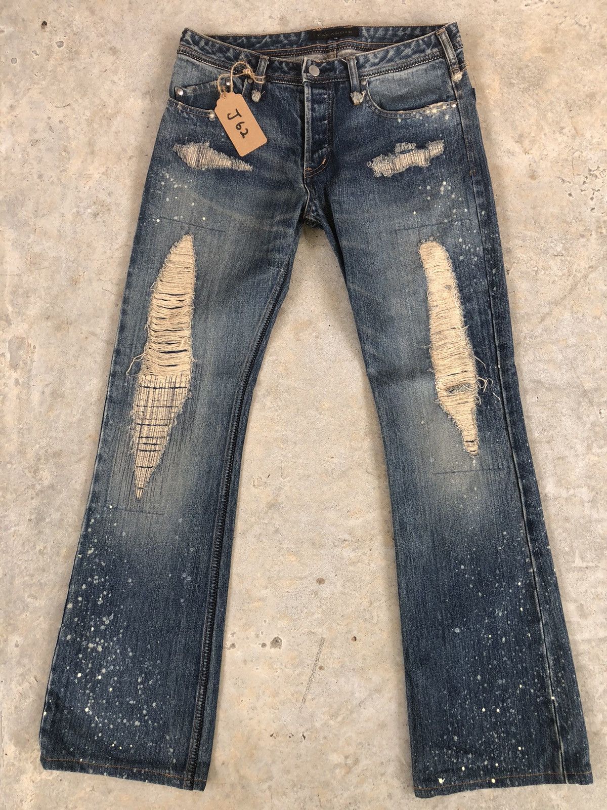 Japanese Brand Rare Paranoid Flared Jeans Boro Jeans style Patchwork Jeans Size US 31 - 1 Thumbnail