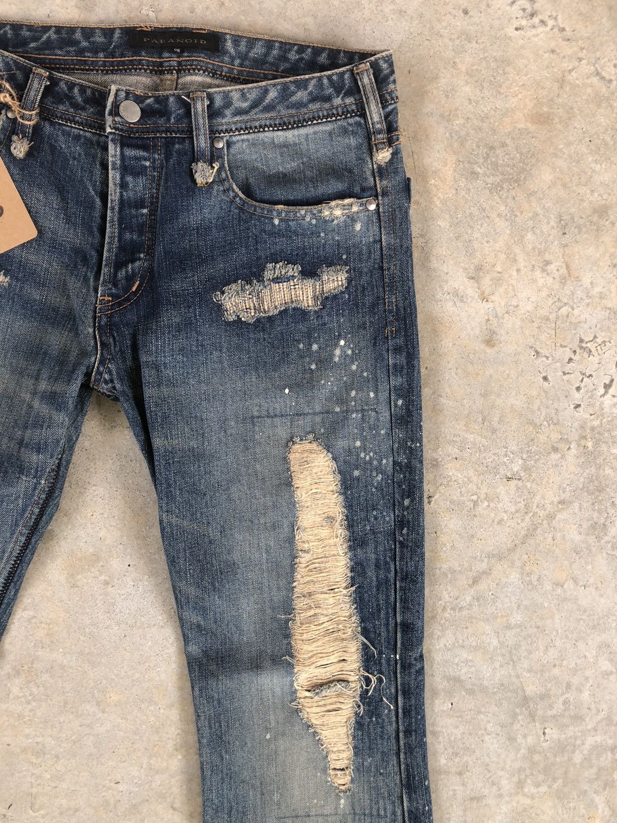Japanese Brand Rare Paranoid Flared Jeans Boro Jeans style Patchwork Jeans Size US 31 - 5 Thumbnail