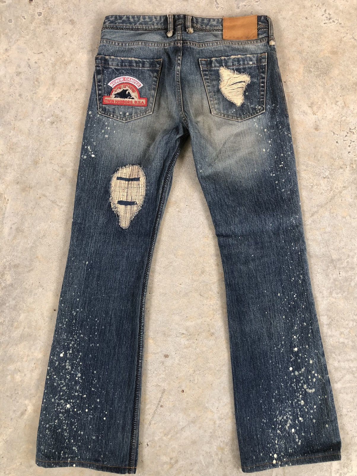 Japanese Brand Rare Paranoid Flared Jeans Boro Jeans style Patchwork Jeans Size US 31 - 2 Thumbnail