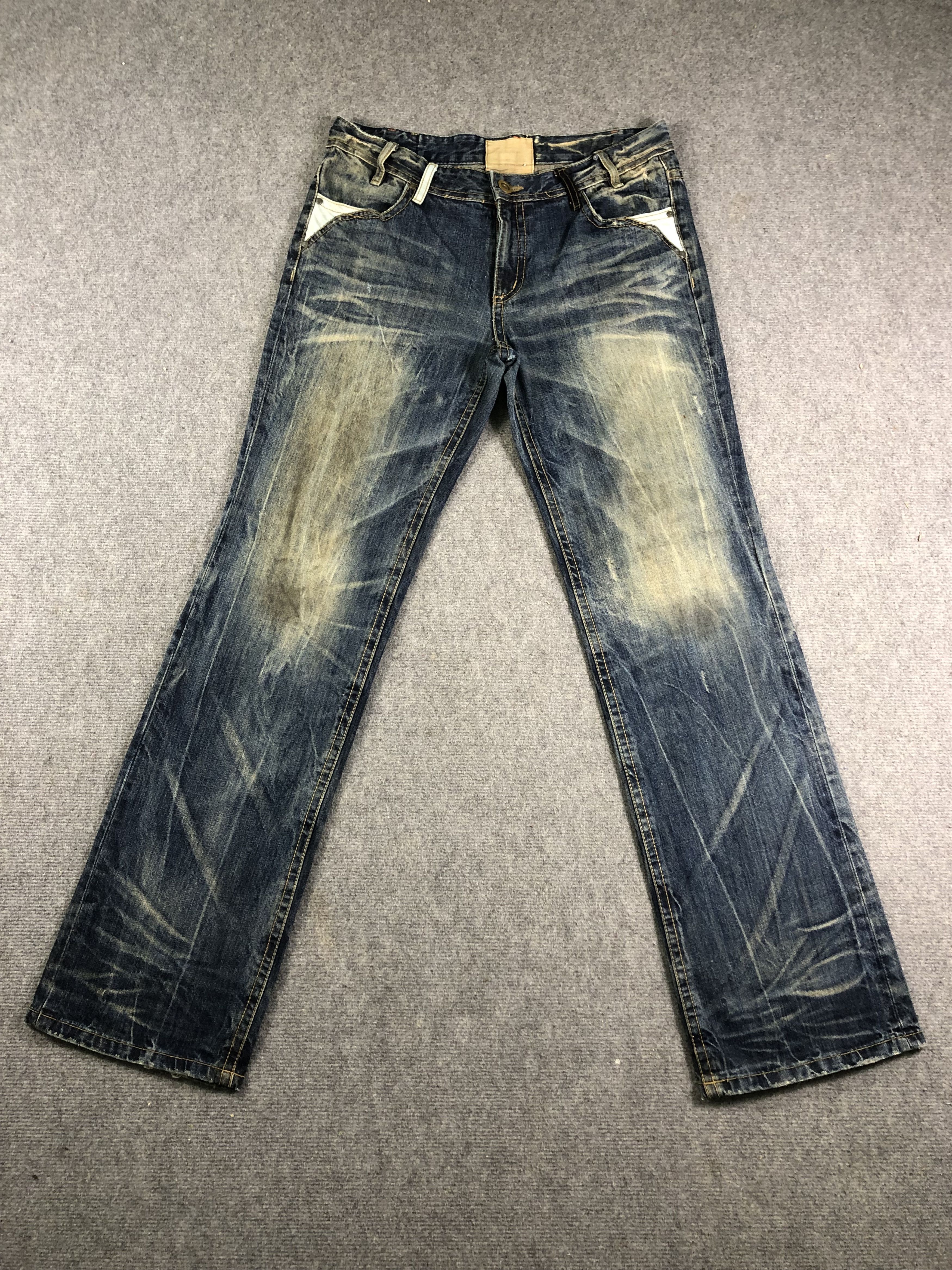 Image of Archival Clothing Club Lolita By Concert Denim Jeans 36X35.5 in Blue Distressed, Men's