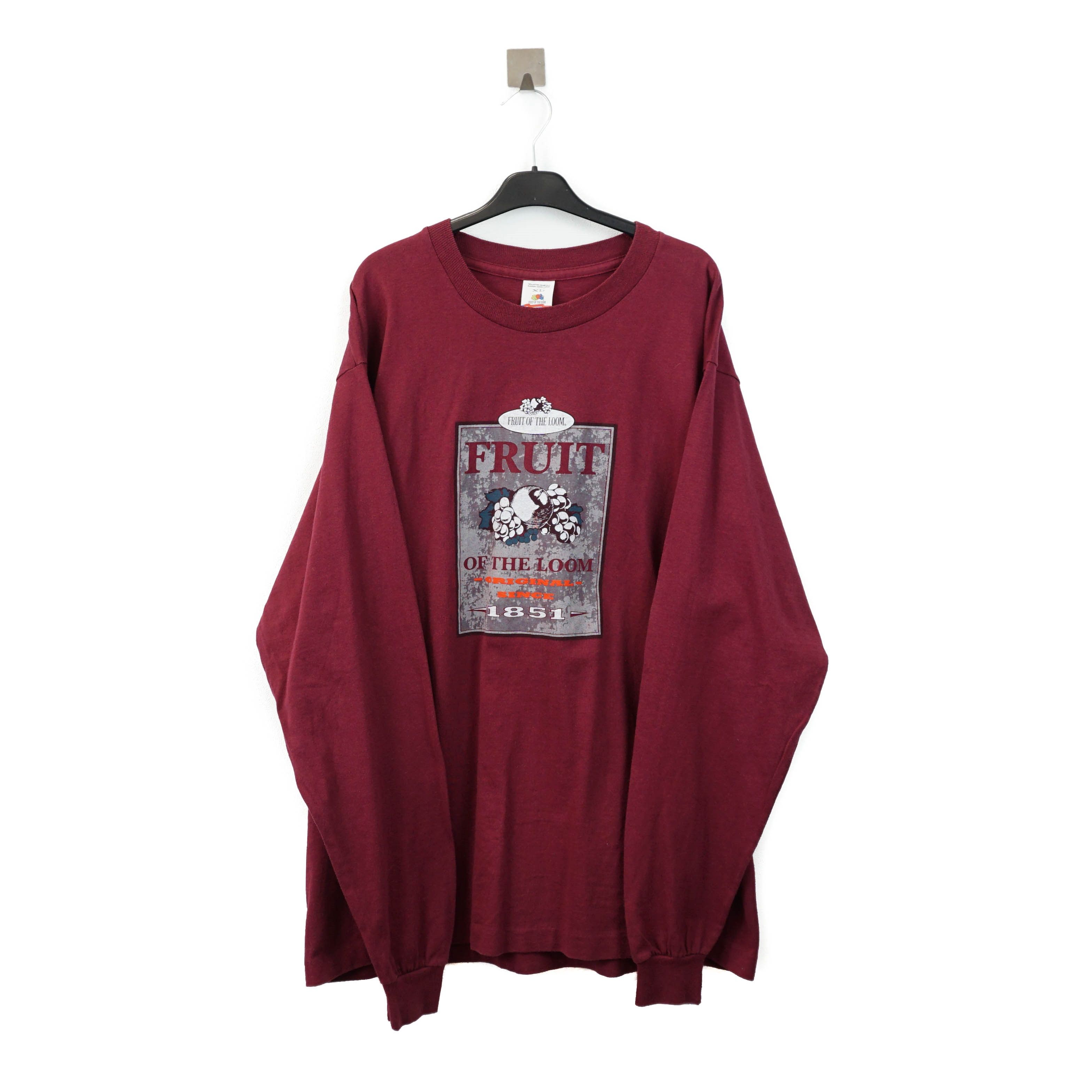 Fruit Of The Loom × Vintage 1990's Graphic L/S Tee Sweatshirt Size US XL / EU 56 / 4 - 1 Thumbnail