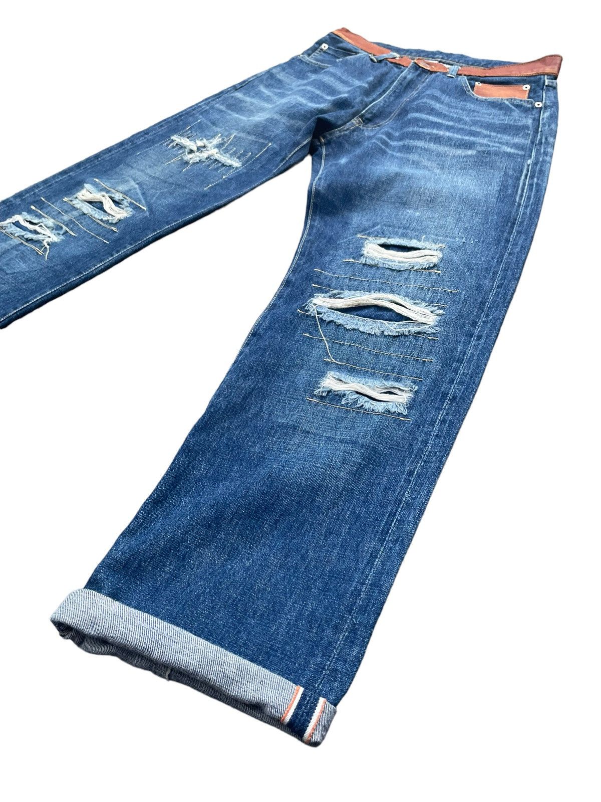 Japanese Brand Ficce Custom Distresed Selvedge Denim Size US 31 - 2 Thumbnail