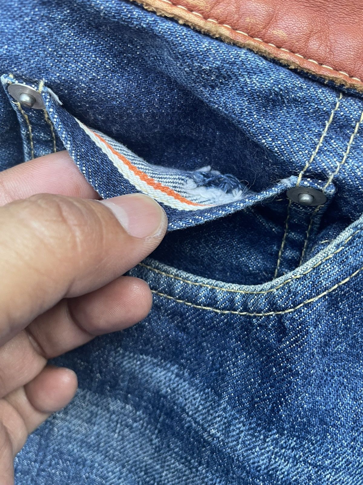Japanese Brand Ficce Custom Distresed Selvedge Denim Size US 31 - 20 Thumbnail