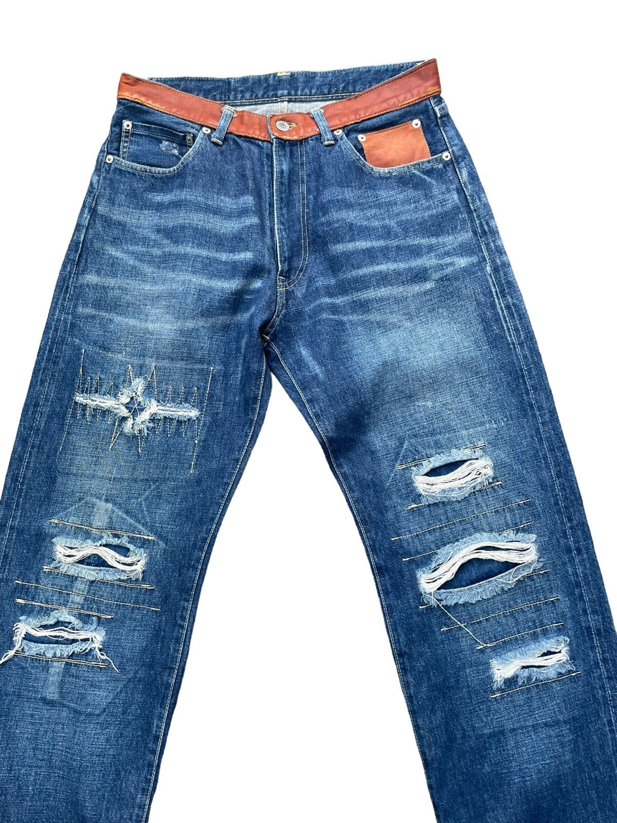 Japanese Brand Ficce Custom Distresed Selvedge Denim Size US 31 - 4 Thumbnail
