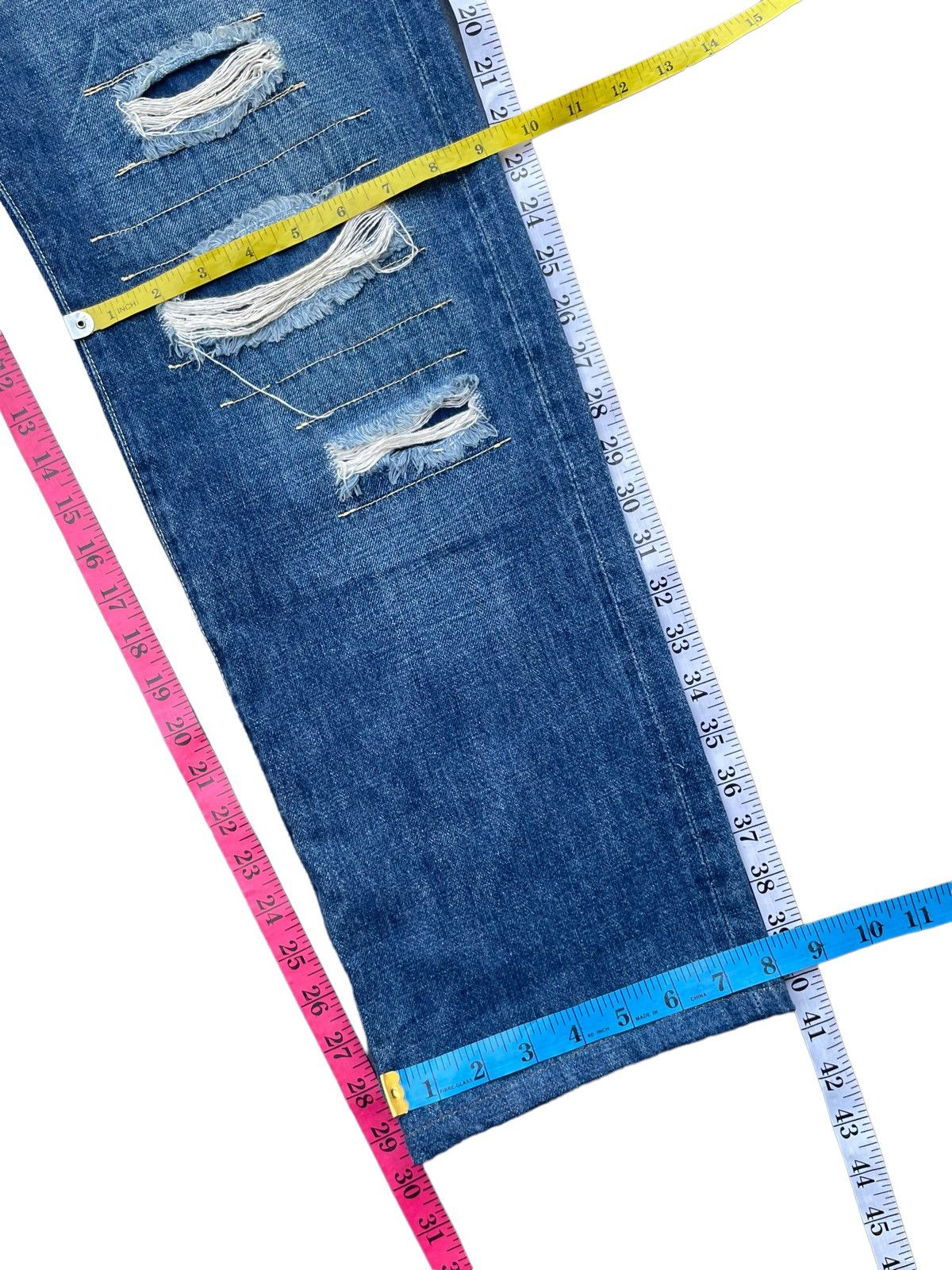 Japanese Brand Ficce Custom Distresed Selvedge Denim Size US 31 - 24 Thumbnail
